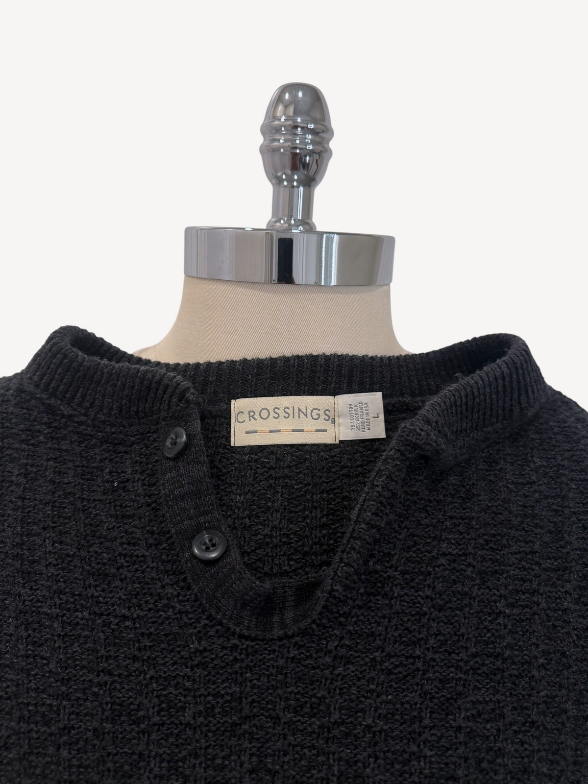 90s Crossing Henley Sweater (L)