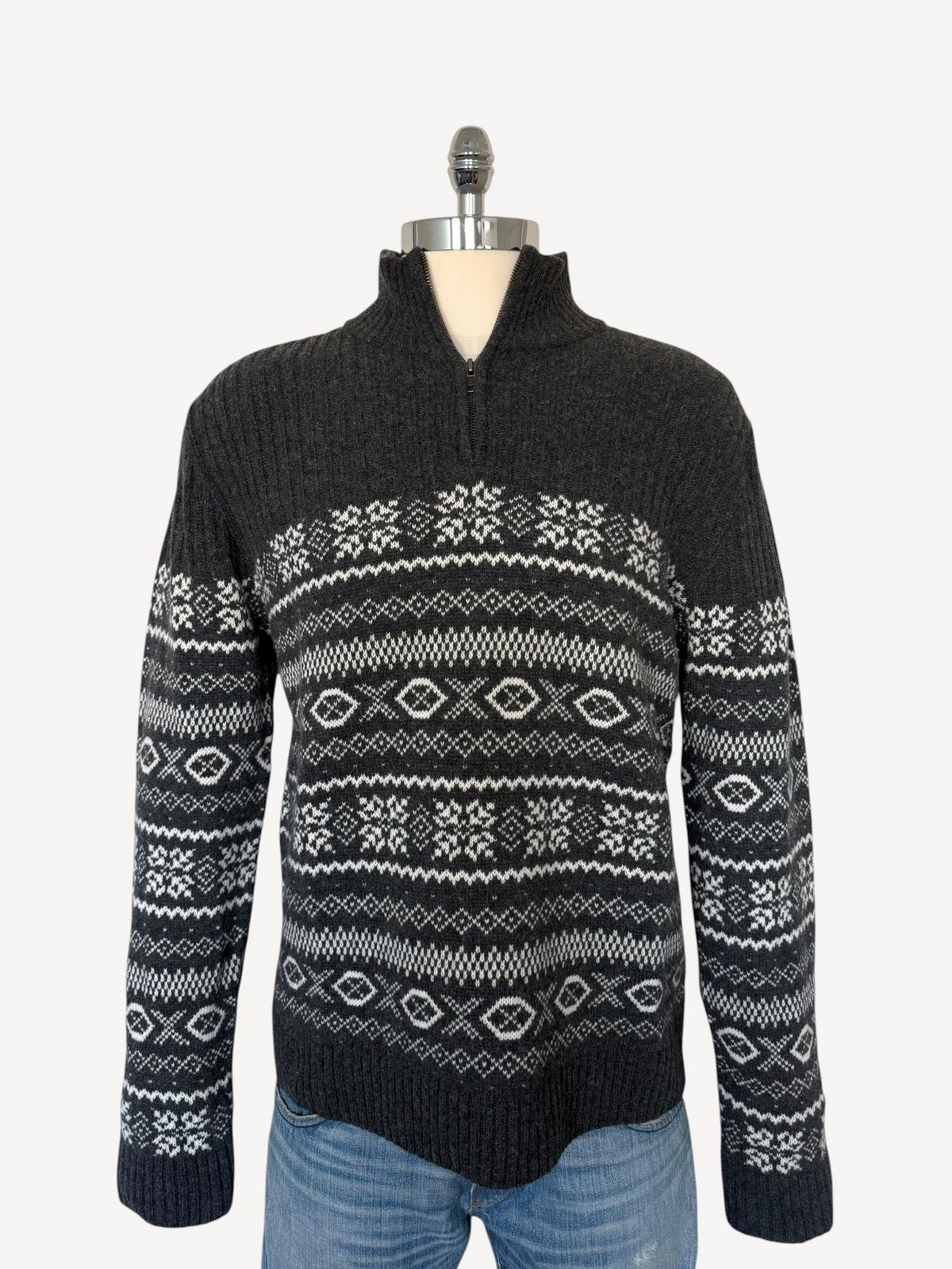90s Field Gear Quarter-Zip Wool Sweater (L)