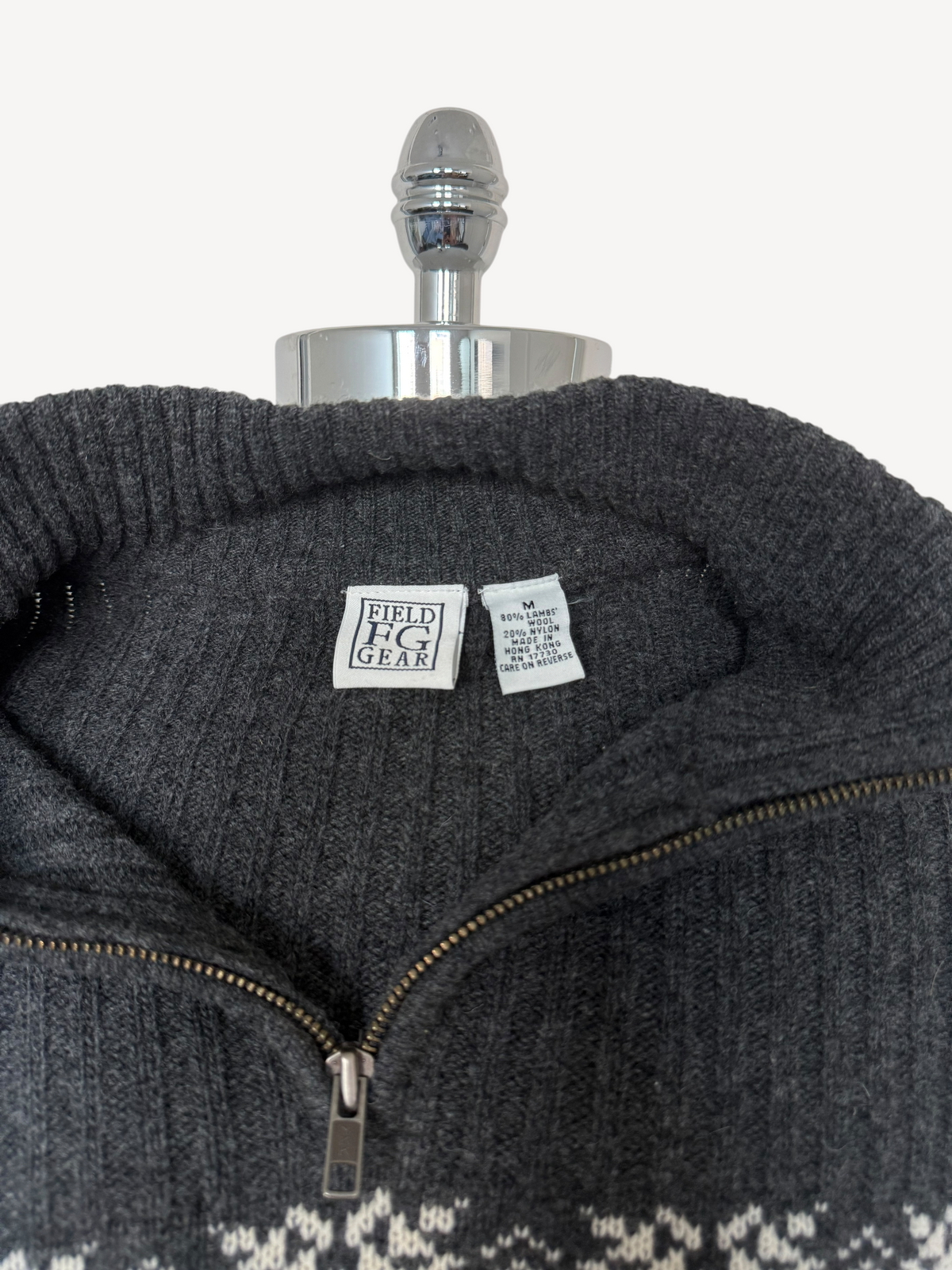 90s Field Gear Quarter-Zip Wool Sweater (L)