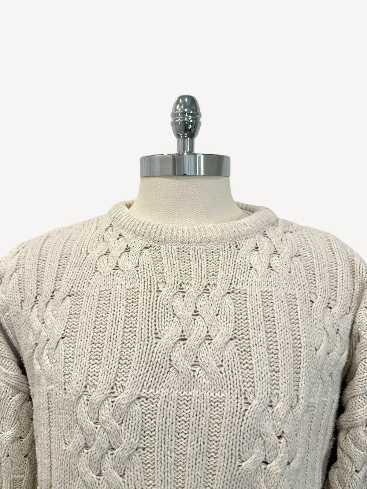 80s Structure Knit Fisherman Sweater (XL)