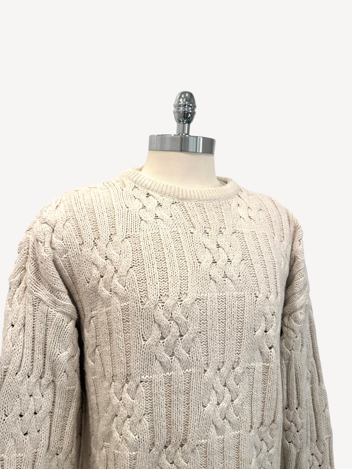 80s Structure Knit Fisherman Sweater (XL)