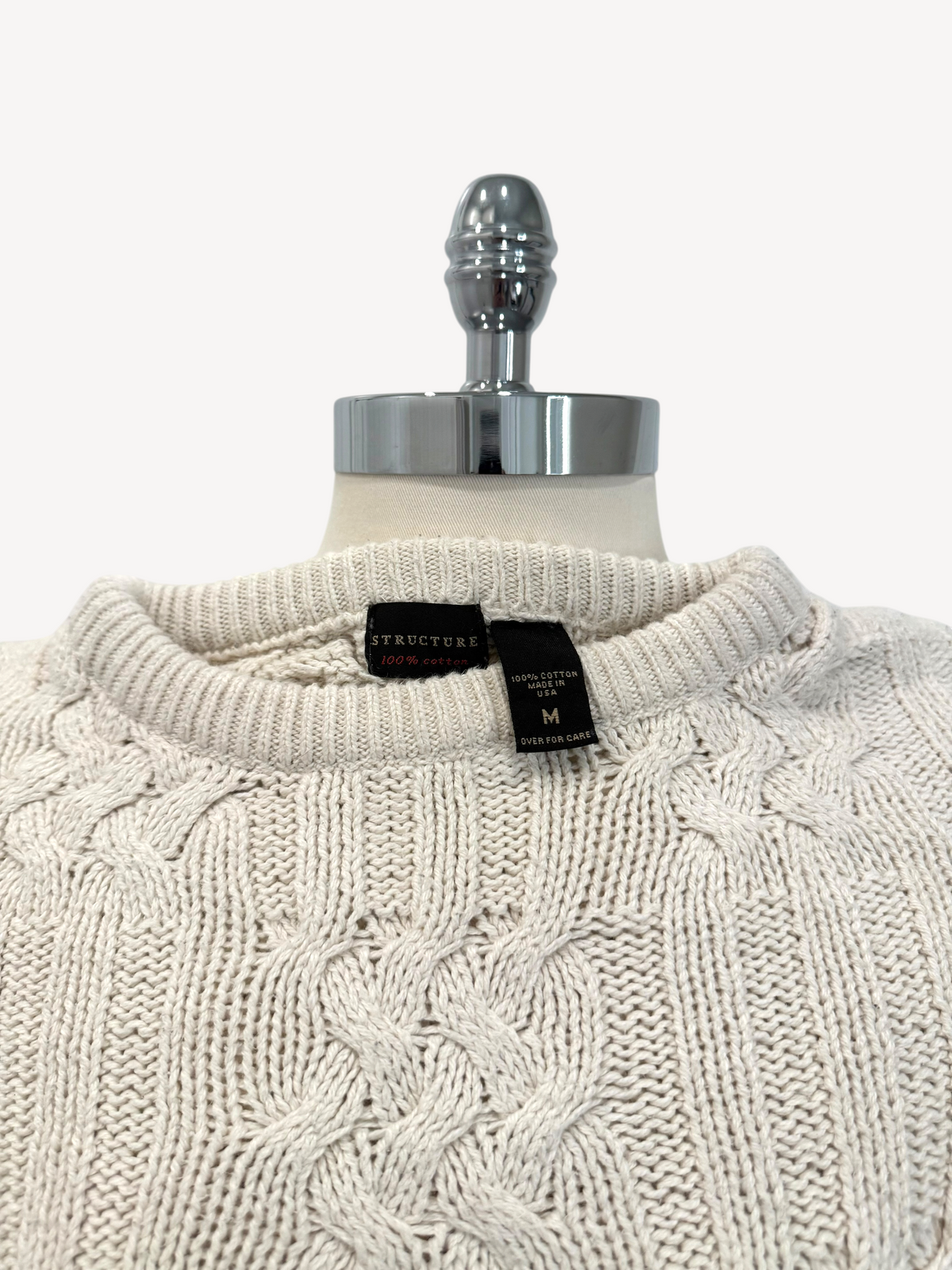 80s Structure Knit Fisherman Sweater (XL)
