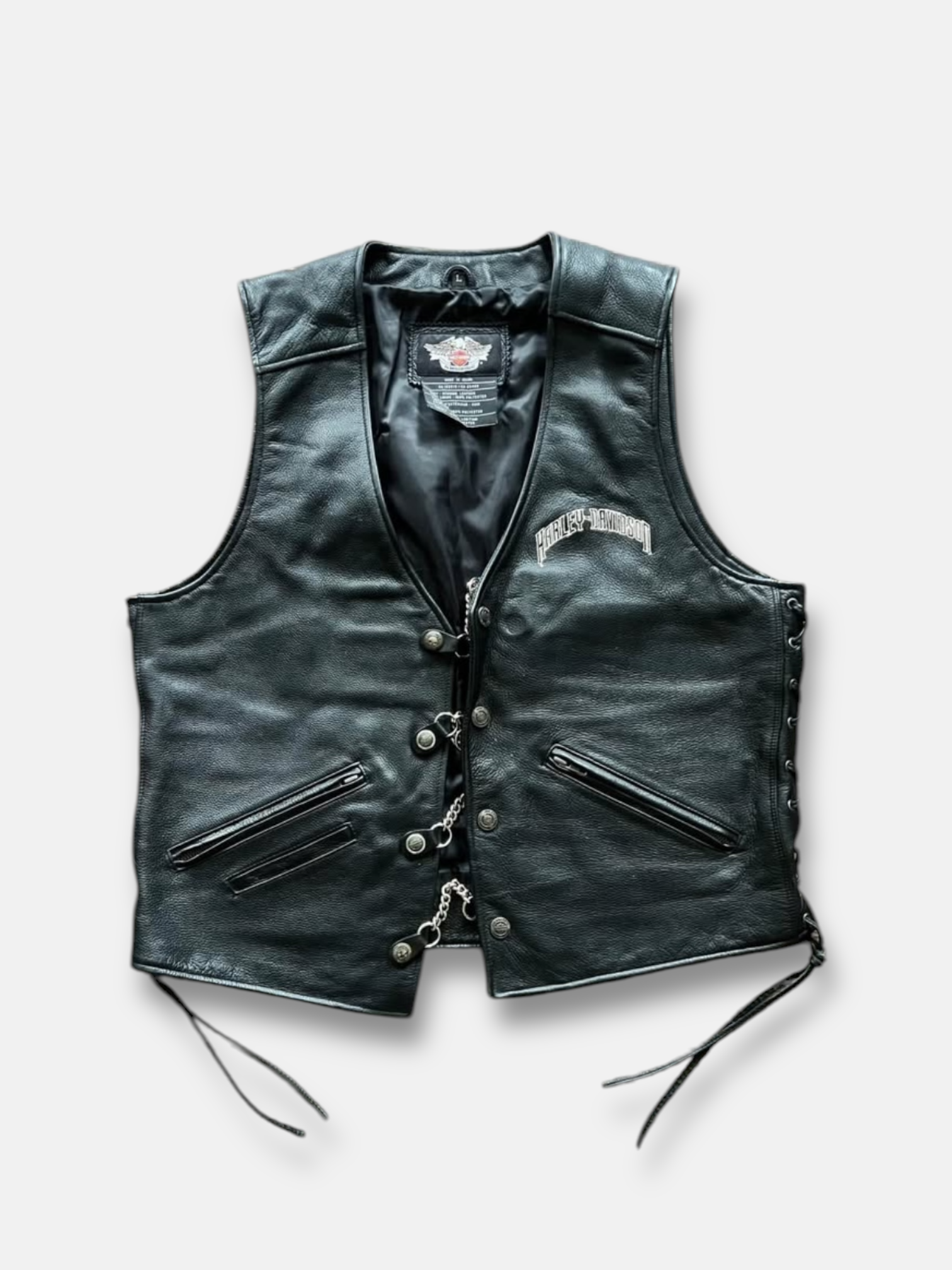 00s Harley Davidson Leather Vest (L)