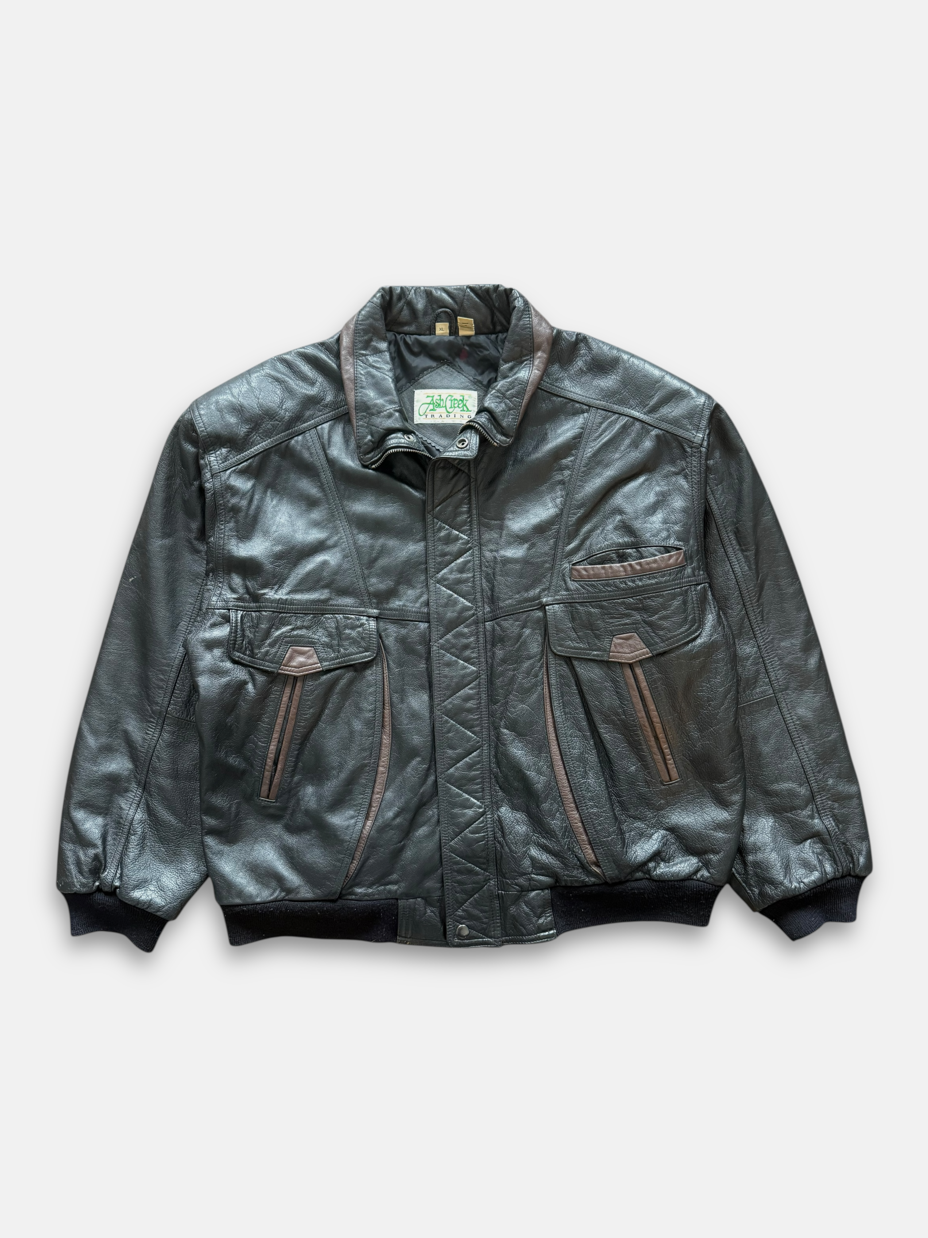 90s Ash Creek Trading Leather Jacket (XL)