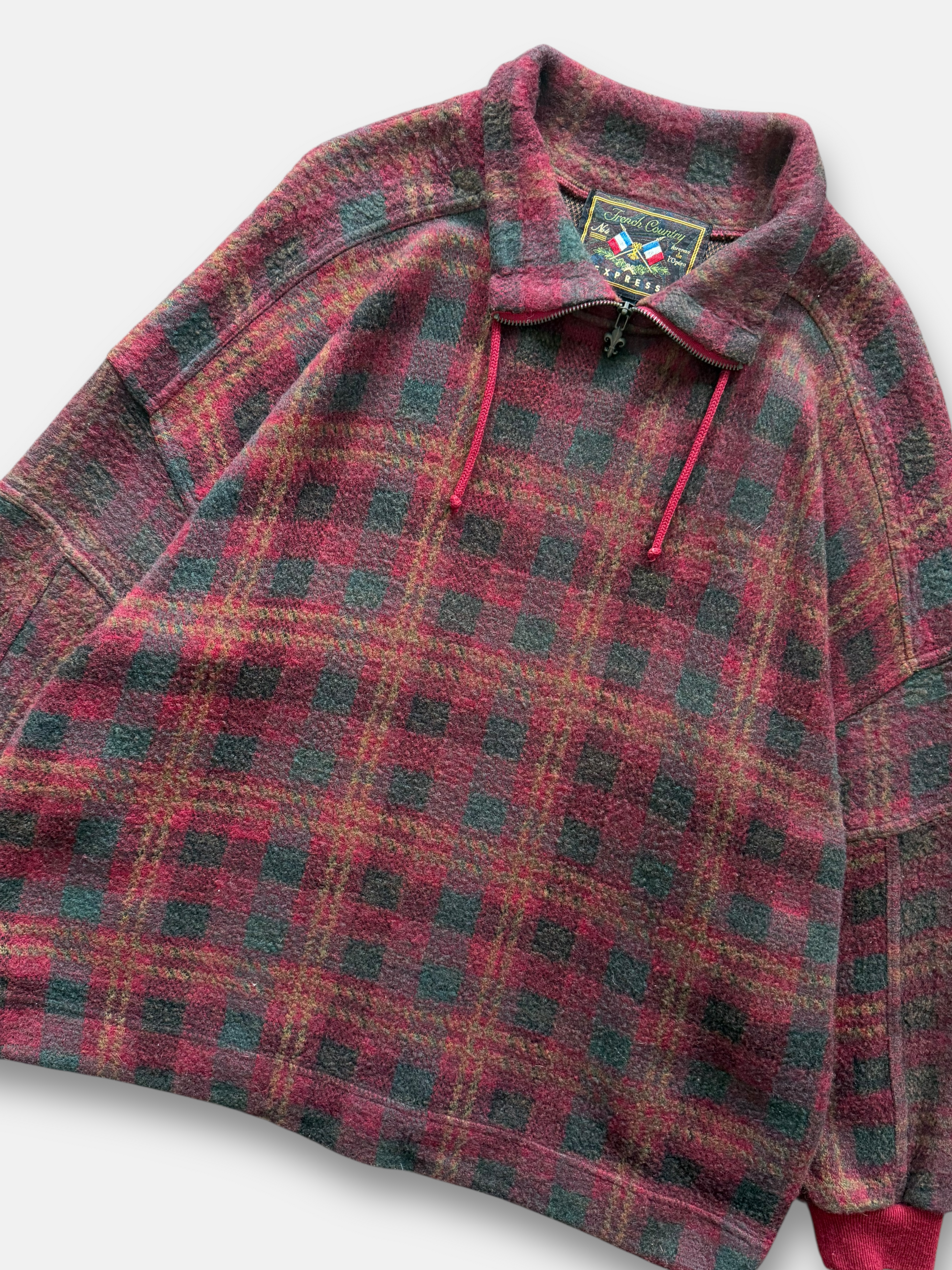 90s French Country Wool Pullover Flannel (XL)
