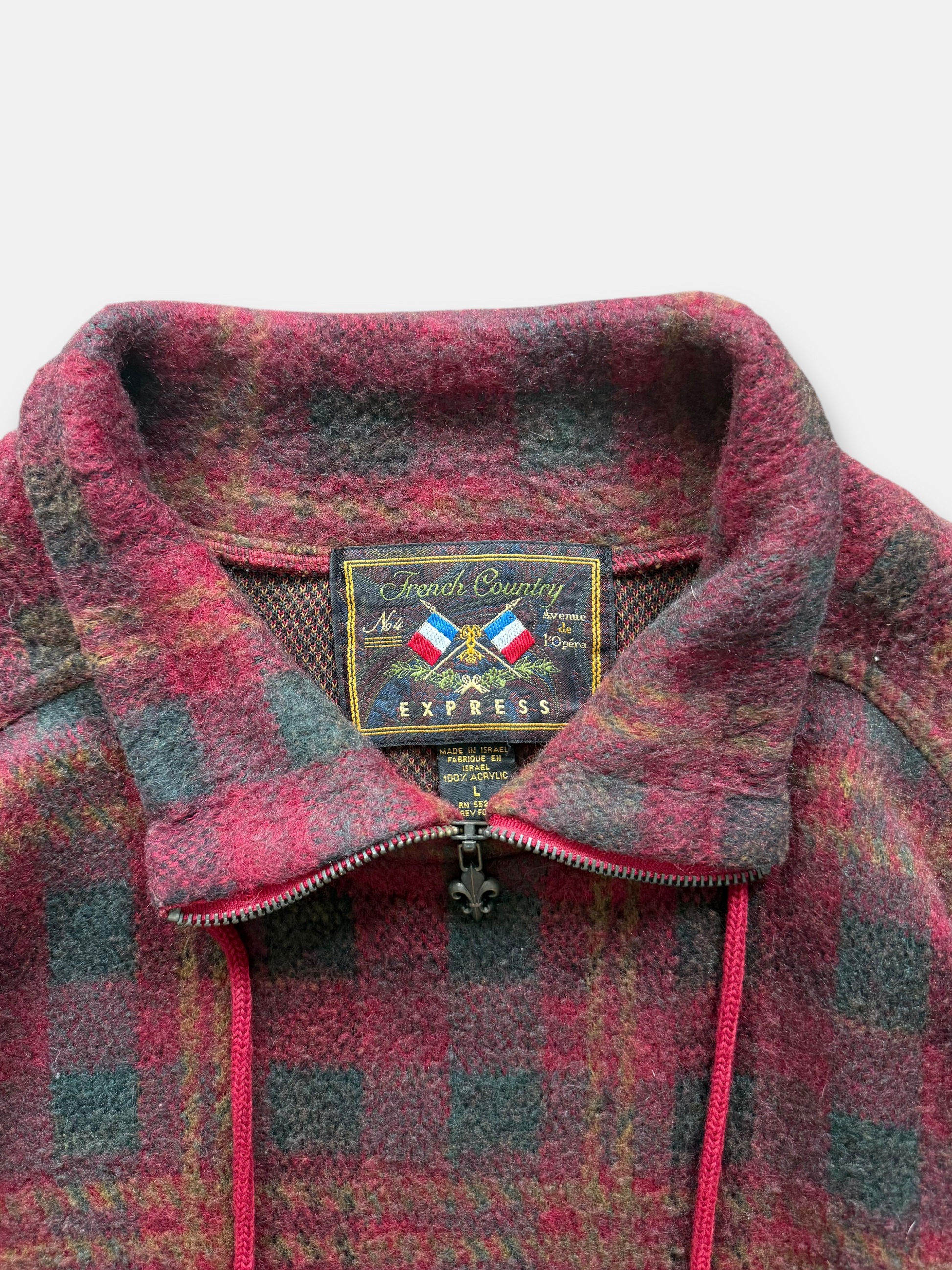 90s French Country Wool Pullover Flannel (XL)