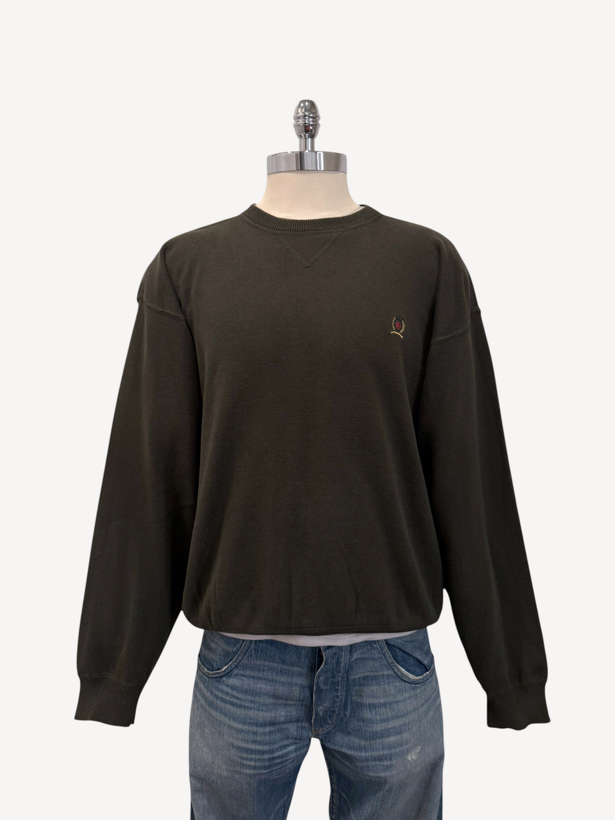 90s Olive Tommy Hilfiger Sweater (XL)