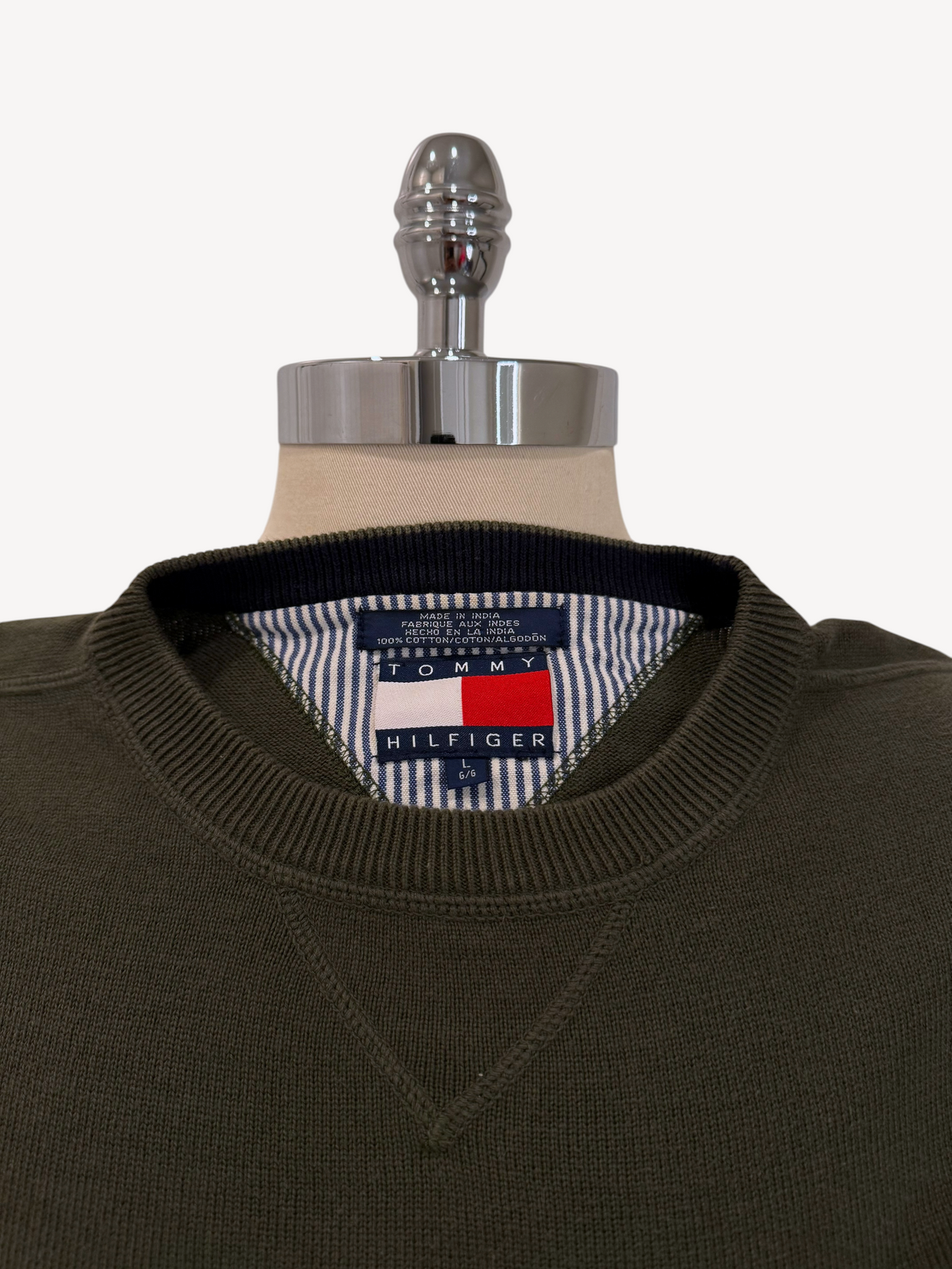 90s Olive Tommy Hilfiger Sweater (XL)