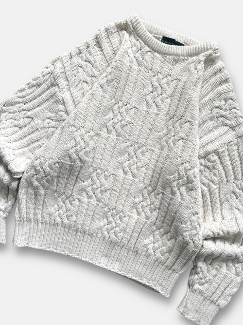 80s Structure Knit Fisherman Sweater (XL)