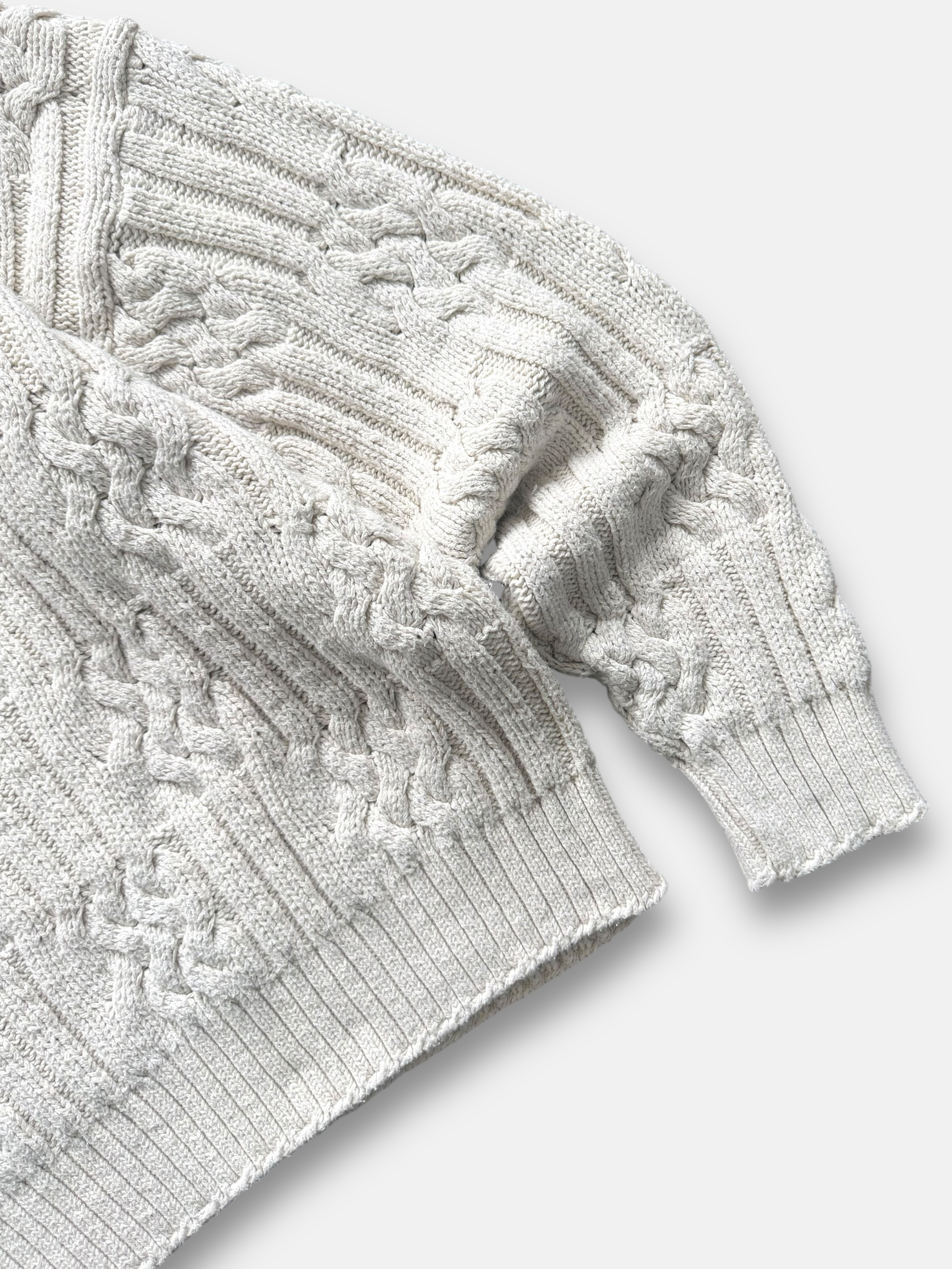 80s Structure Knit Fisherman Sweater (XL)