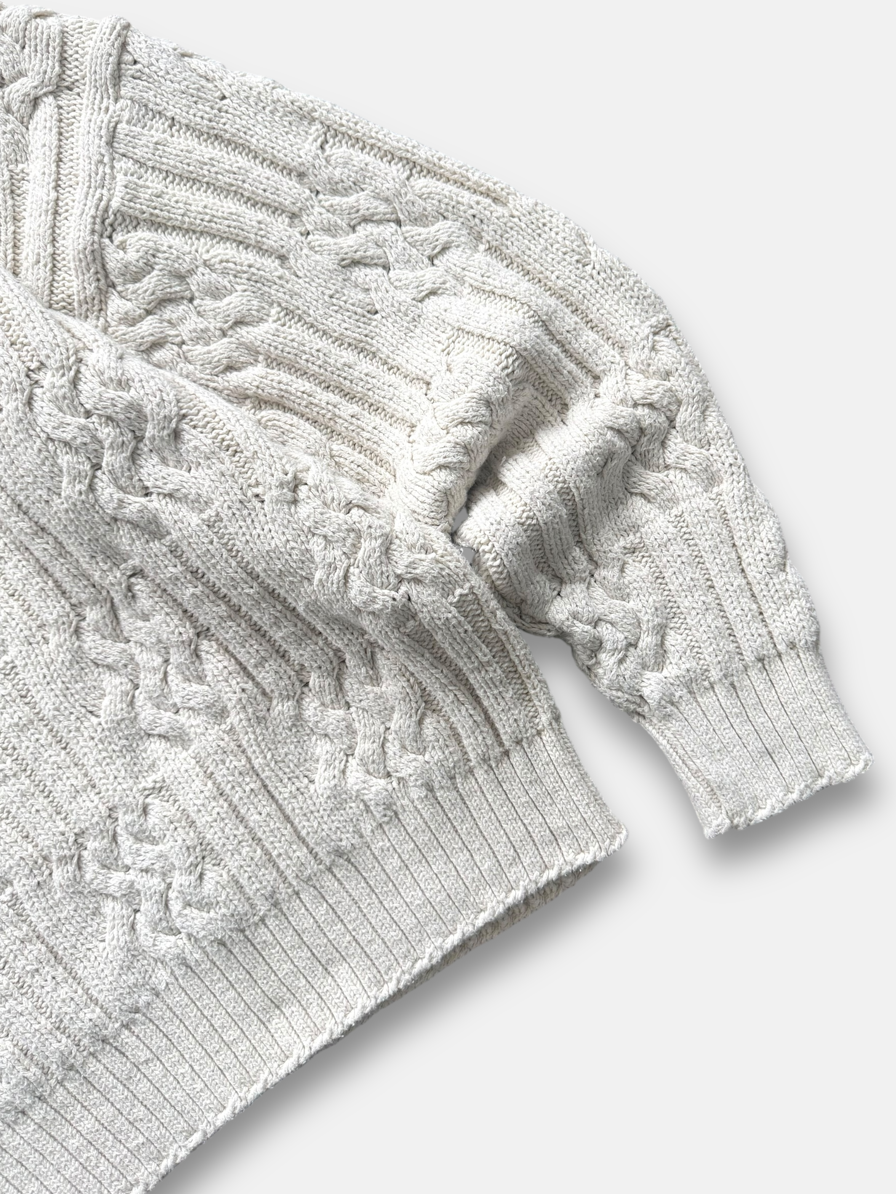 80s Structure Knit Fisherman Sweater (XL)