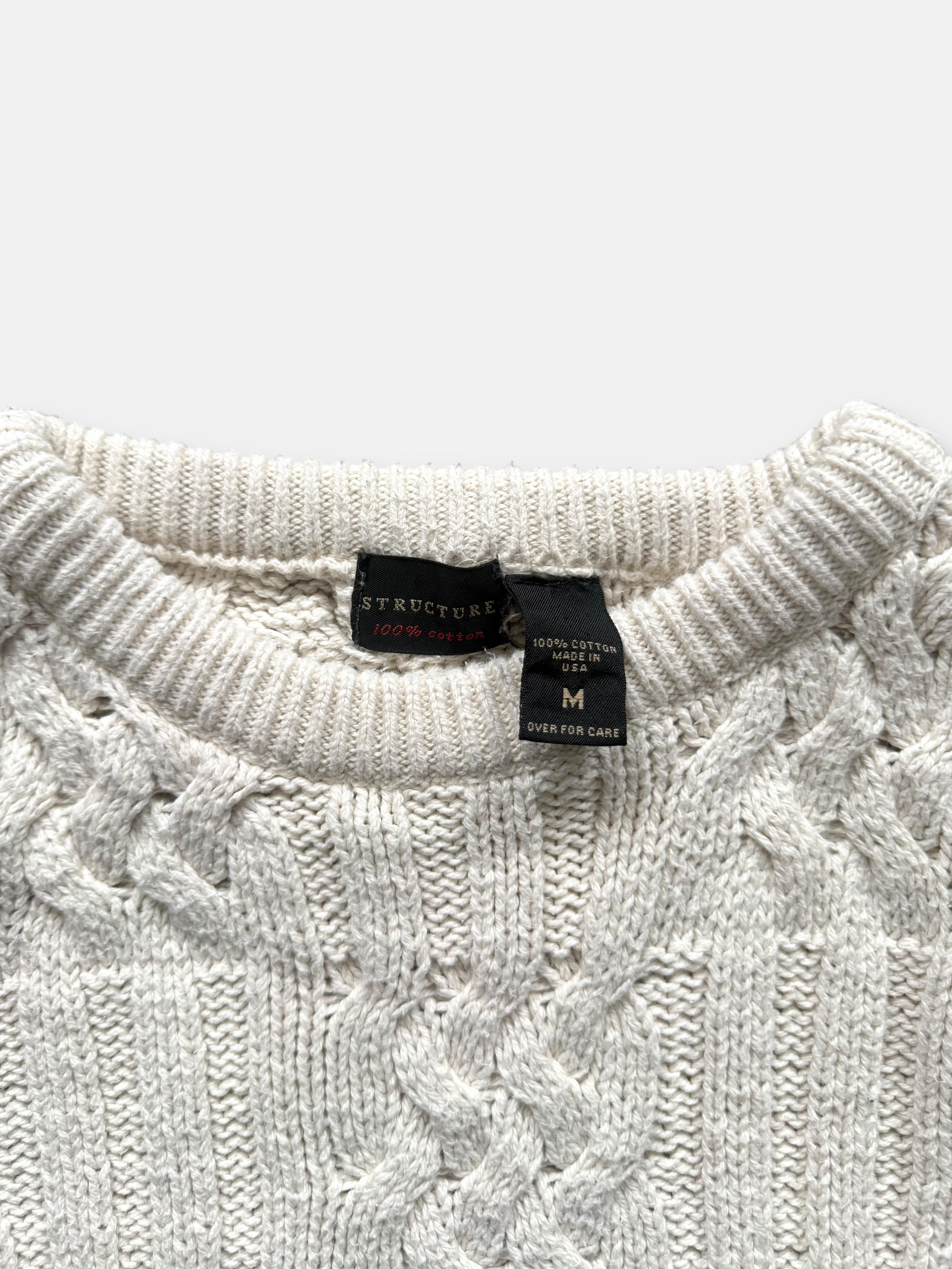 80s Structure Knit Fisherman Sweater (XL)