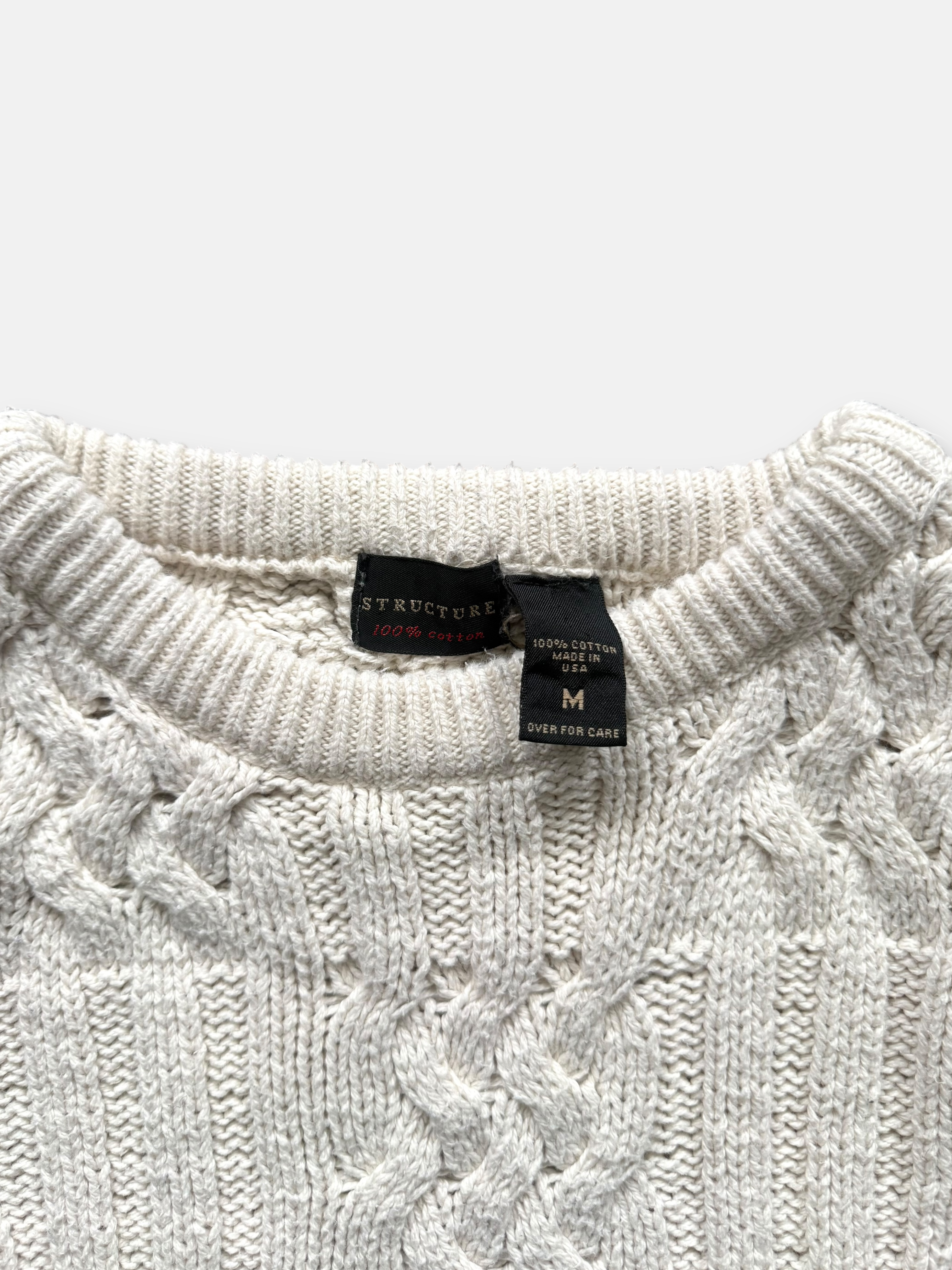 80s Structure Knit Fisherman Sweater (XL)