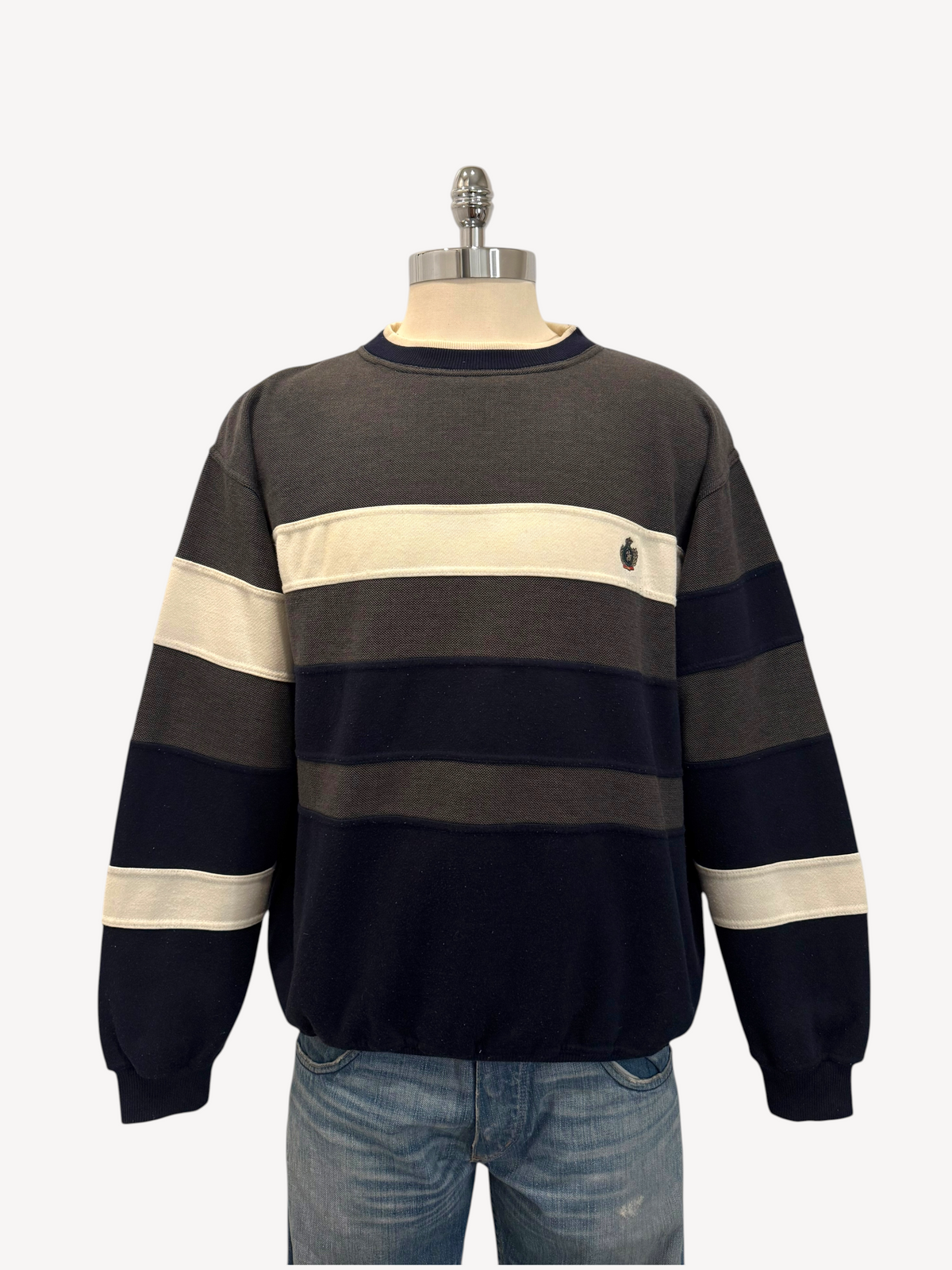 90s Knights of Round Table Striped Sweatshirt (L)