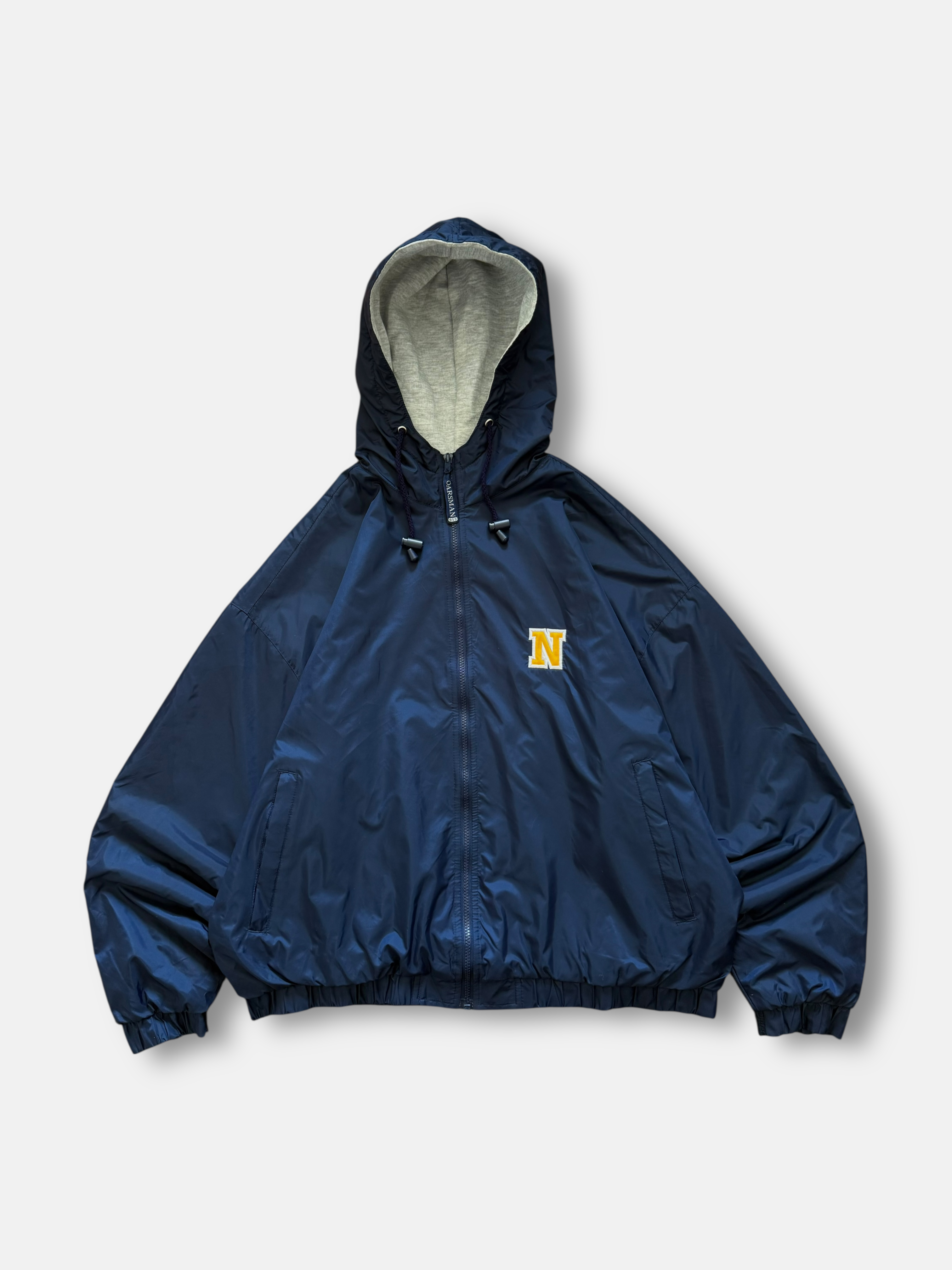 90s Navy University Hooded Windbreaker (XL)