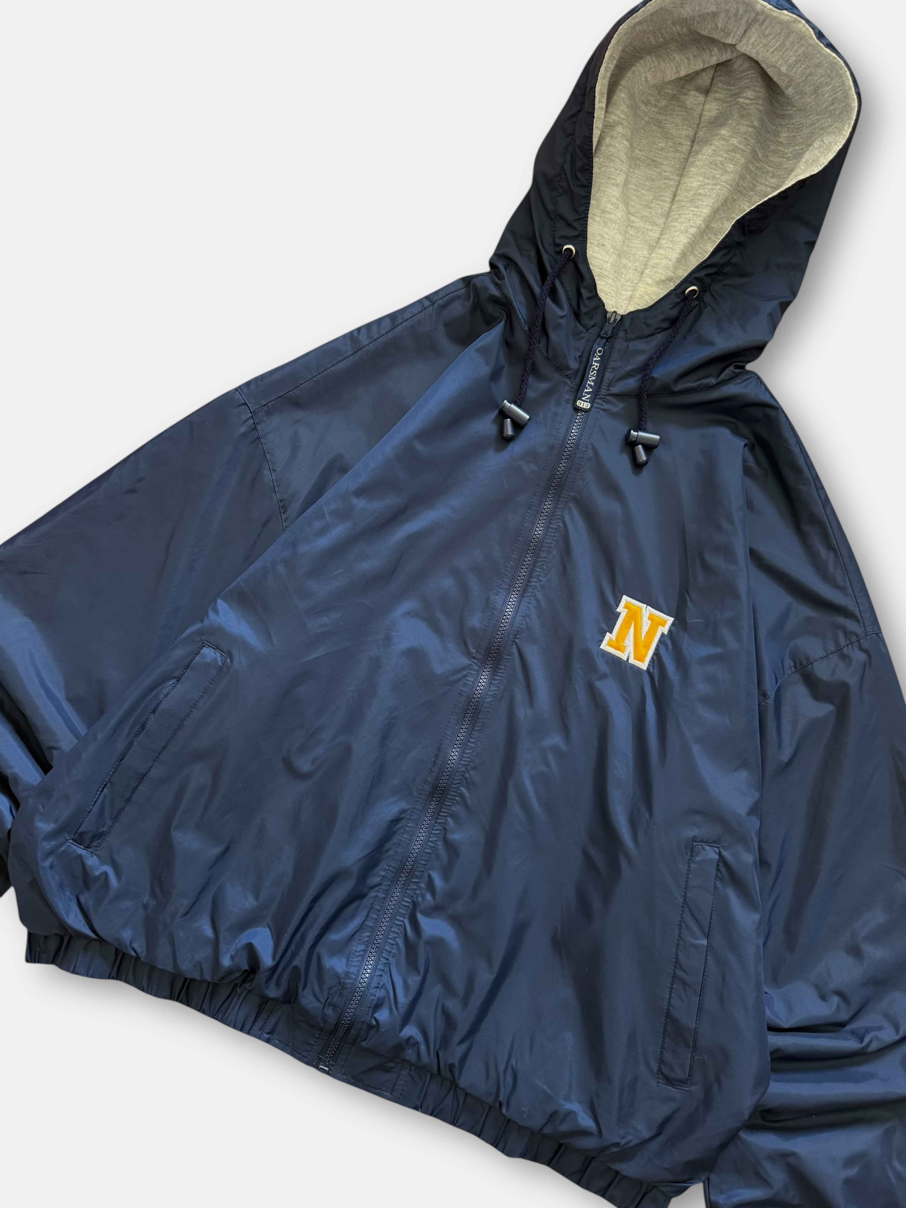 90s Navy University Hooded Windbreaker (XL)