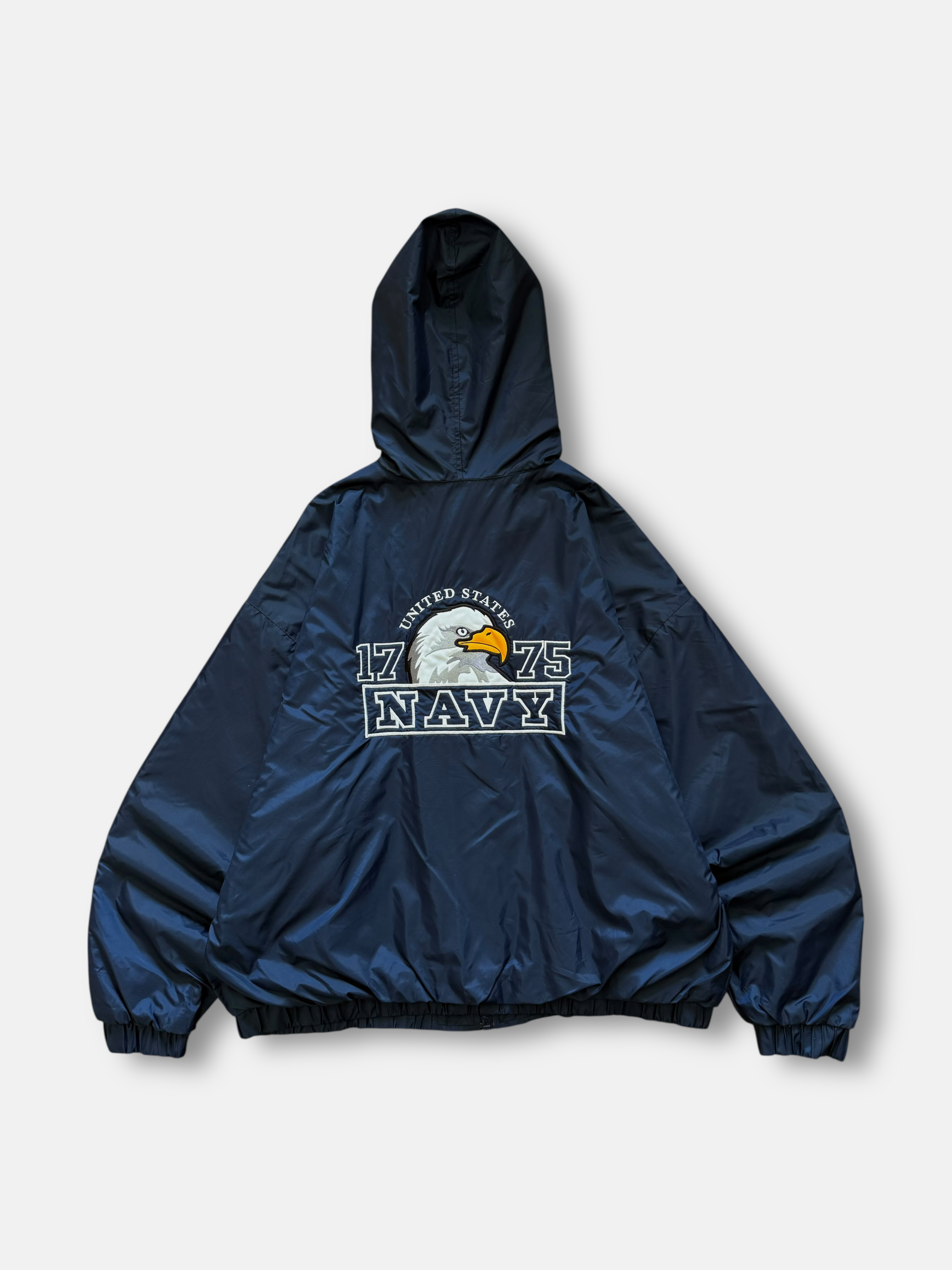 90s Navy University Hooded Windbreaker (XL)
