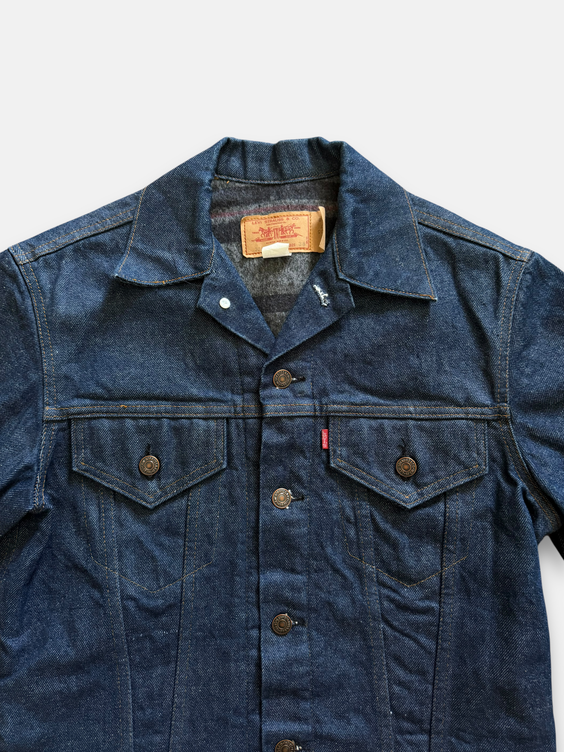 70s Levi's Type 3 Blanked Lined Denim Trucker Jacket 70505-0317 (M)