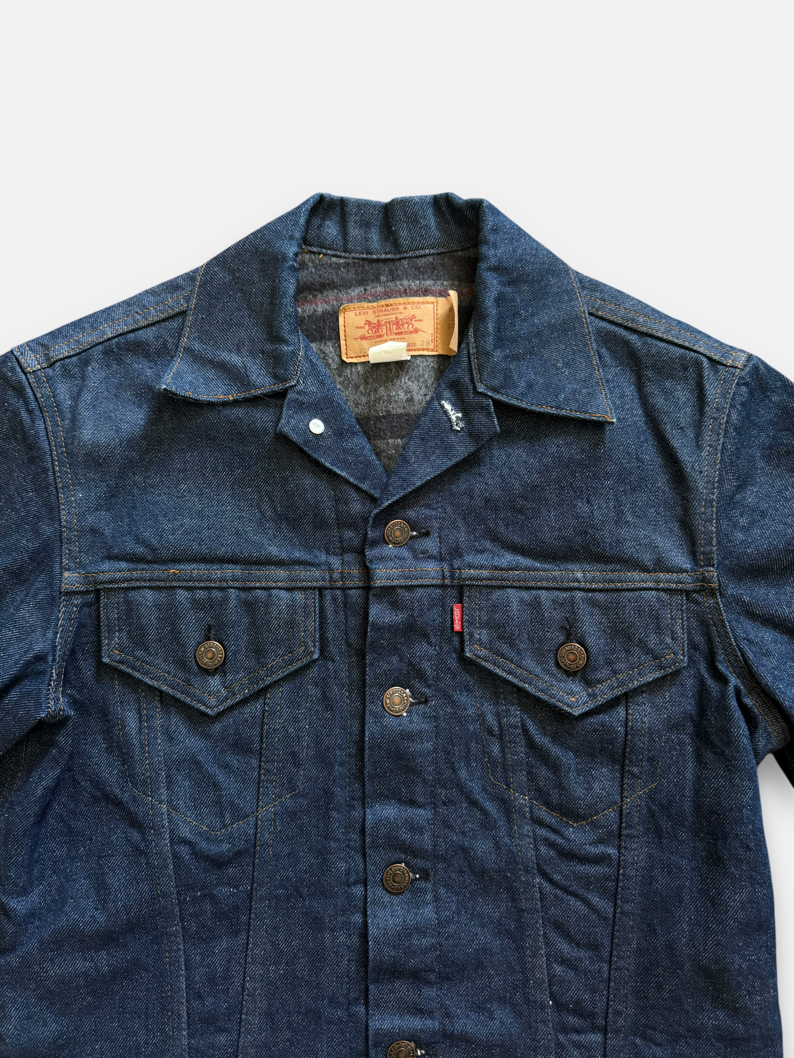 70s Levi's Type 3 Blanked Lined Denim Trucker Jacket 70505-0317 (M)