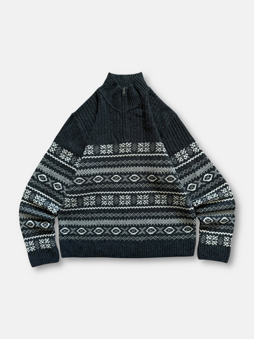 90s Field Gear Quarter-Zip Wool Sweater (L)