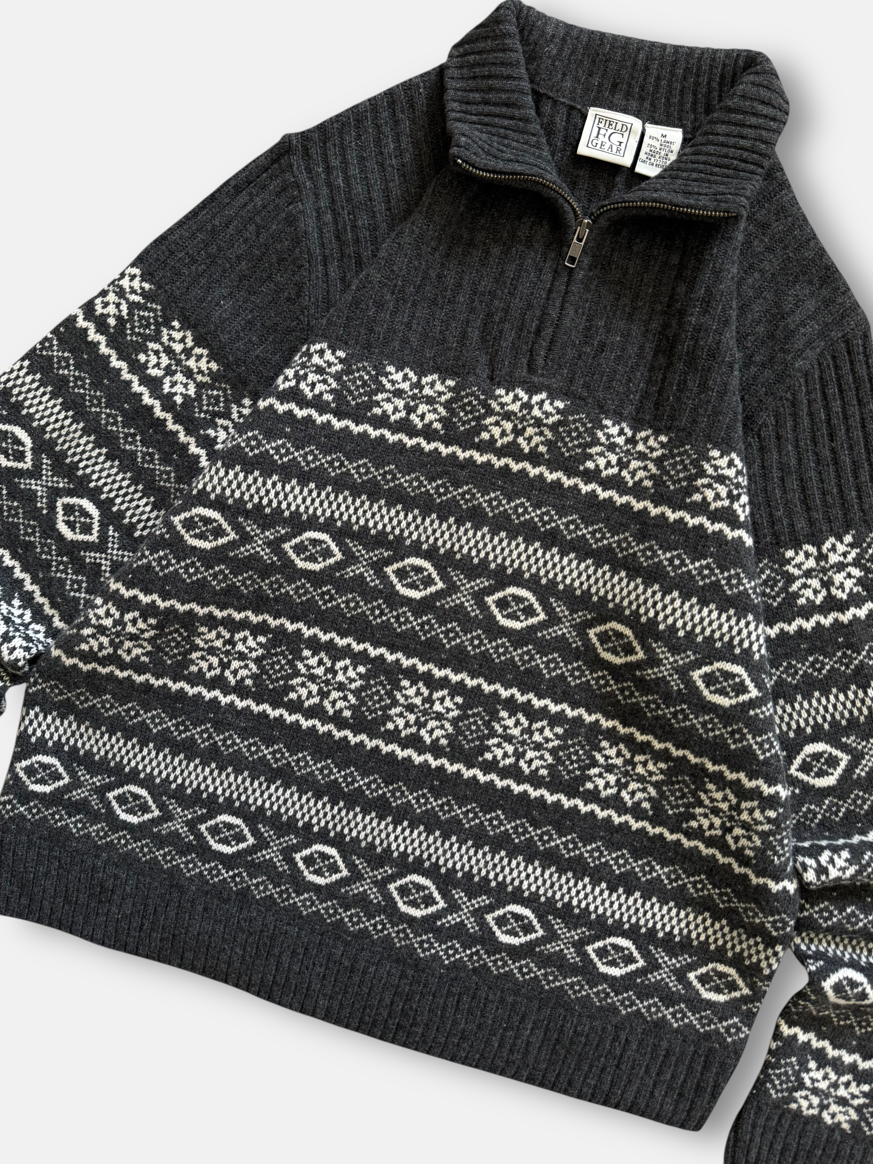 90s Field Gear Quarter-Zip Wool Sweater (L)