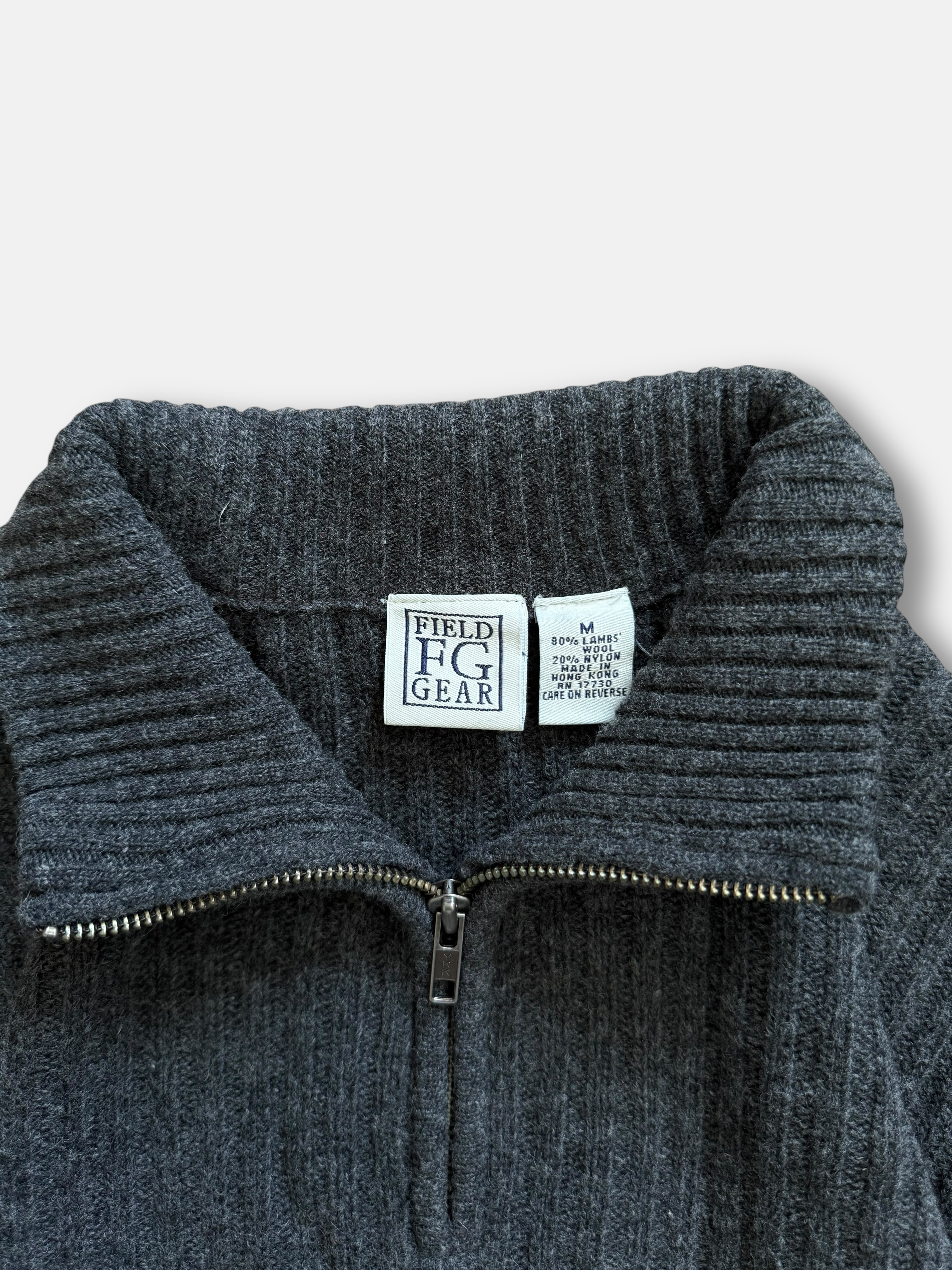 90s Field Gear Quarter-Zip Wool Sweater (L)