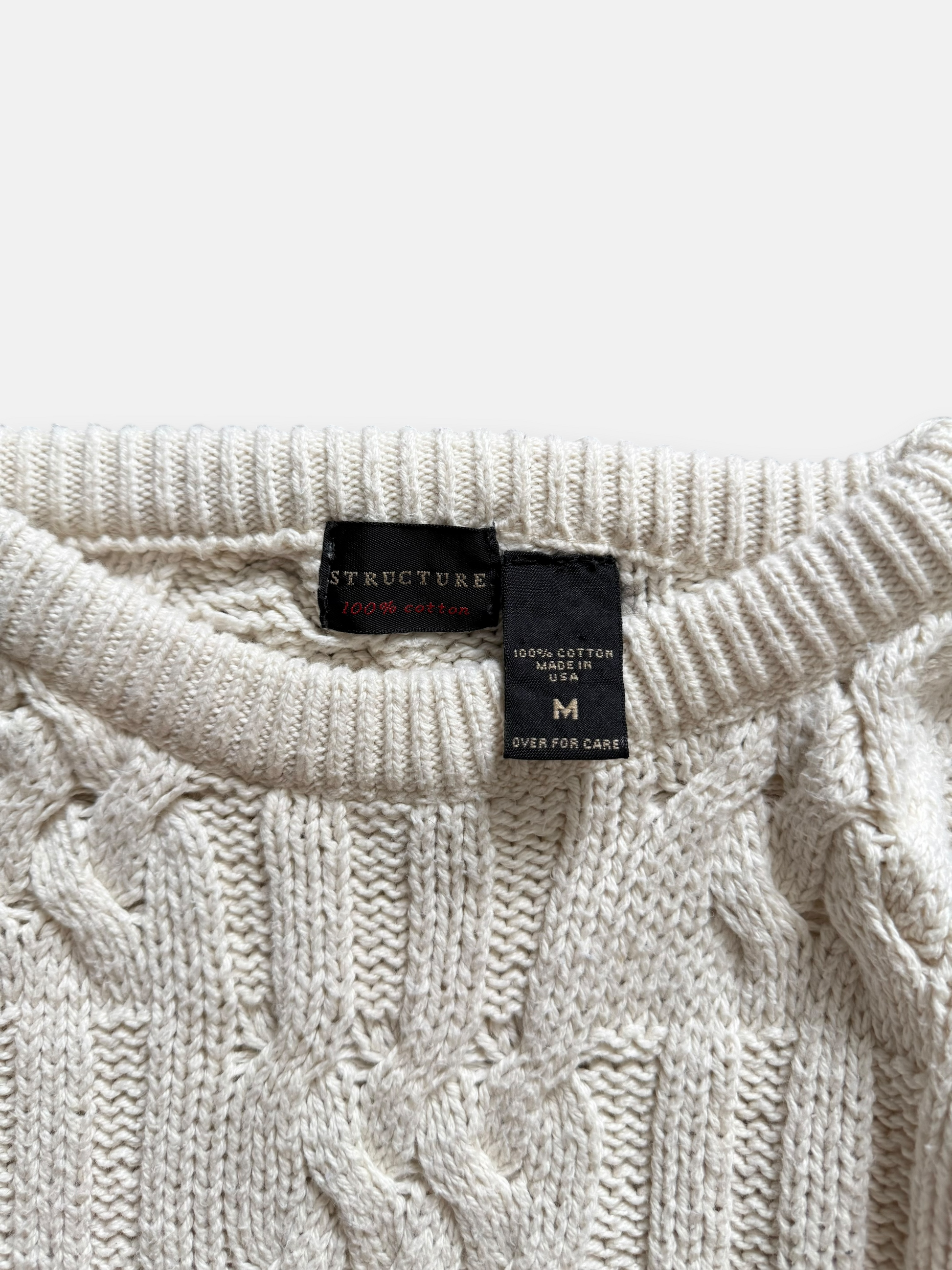 80s Structure Knit Fisherman Sweater (XL)