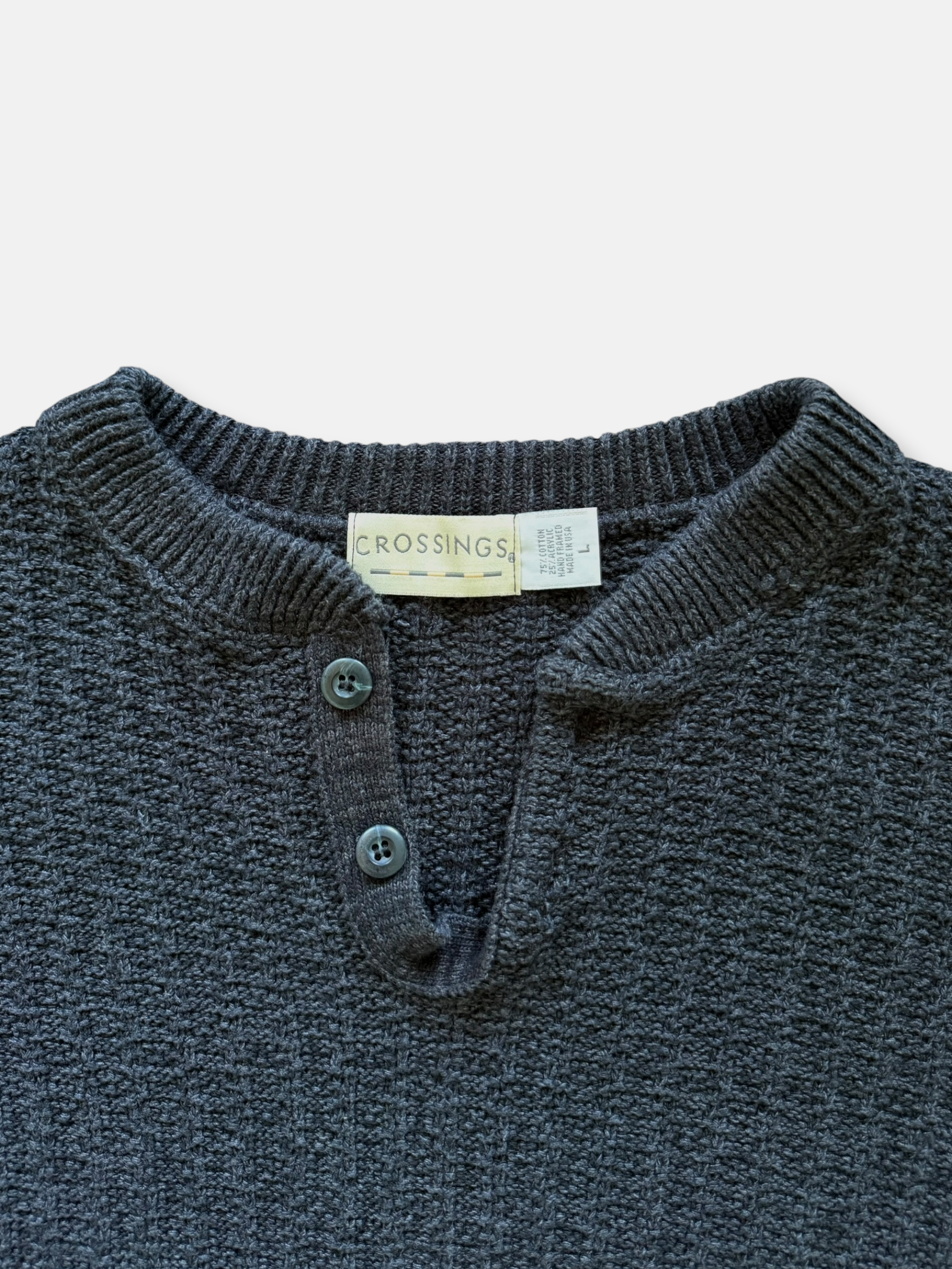 90s Crossing Henley Sweater (L)