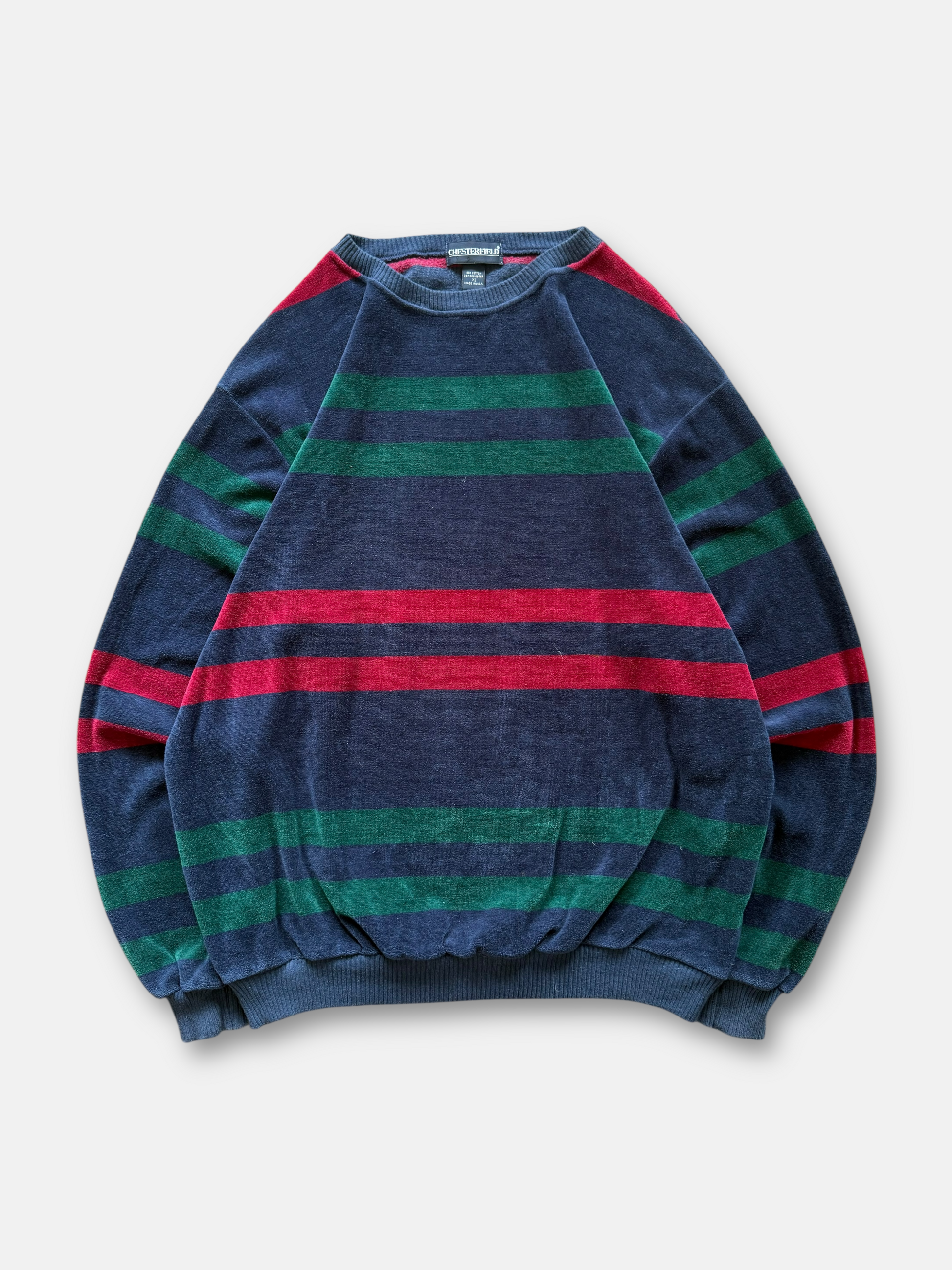 90s Chesterfield Striped Sweatshirt (L)