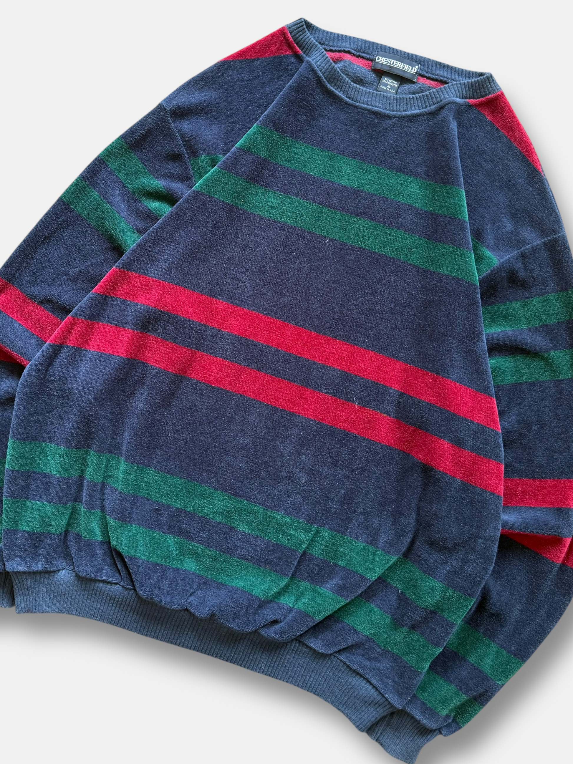 90s Chesterfield Striped Sweatshirt (L)