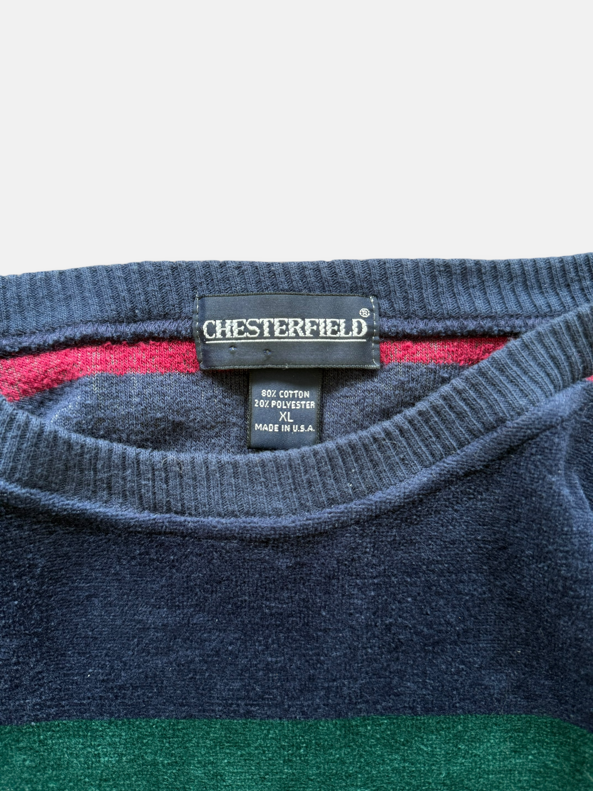 90s Chesterfield Striped Sweatshirt (L)