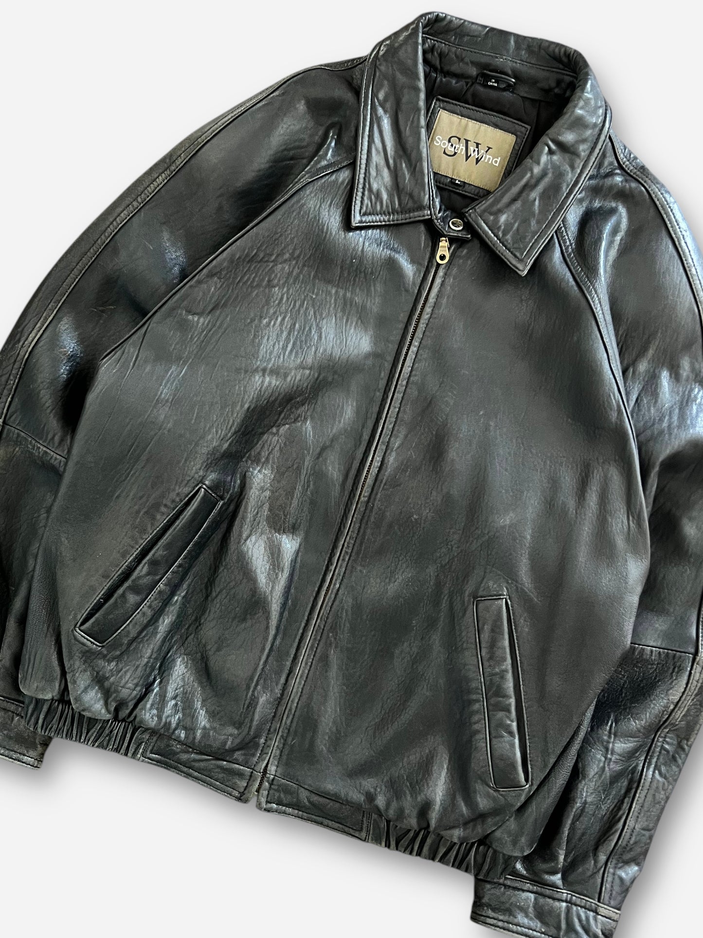 90s South Wind Leather Jacket (L)