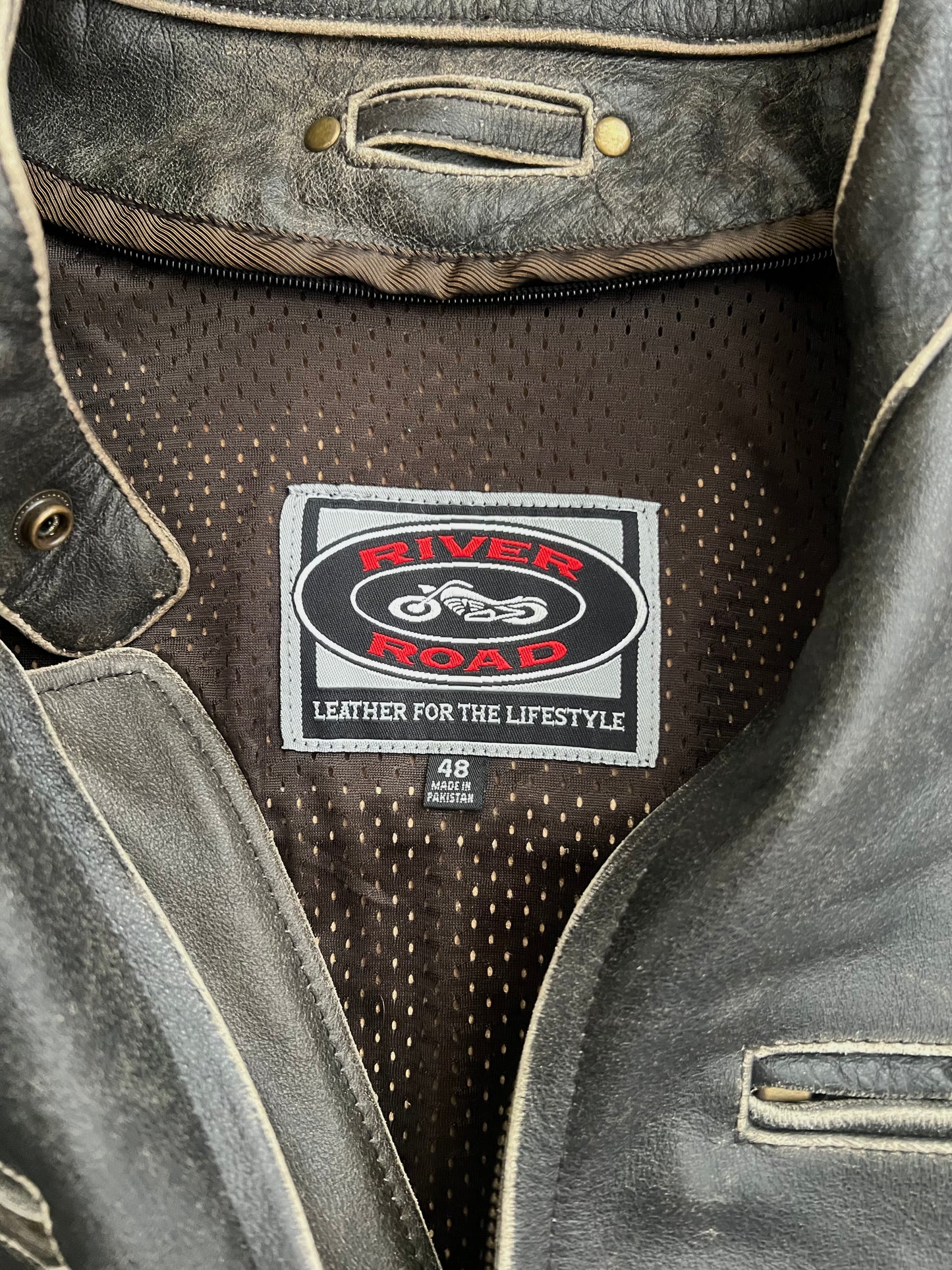 90s River Road Motorcycle Leather Jacket (XL)