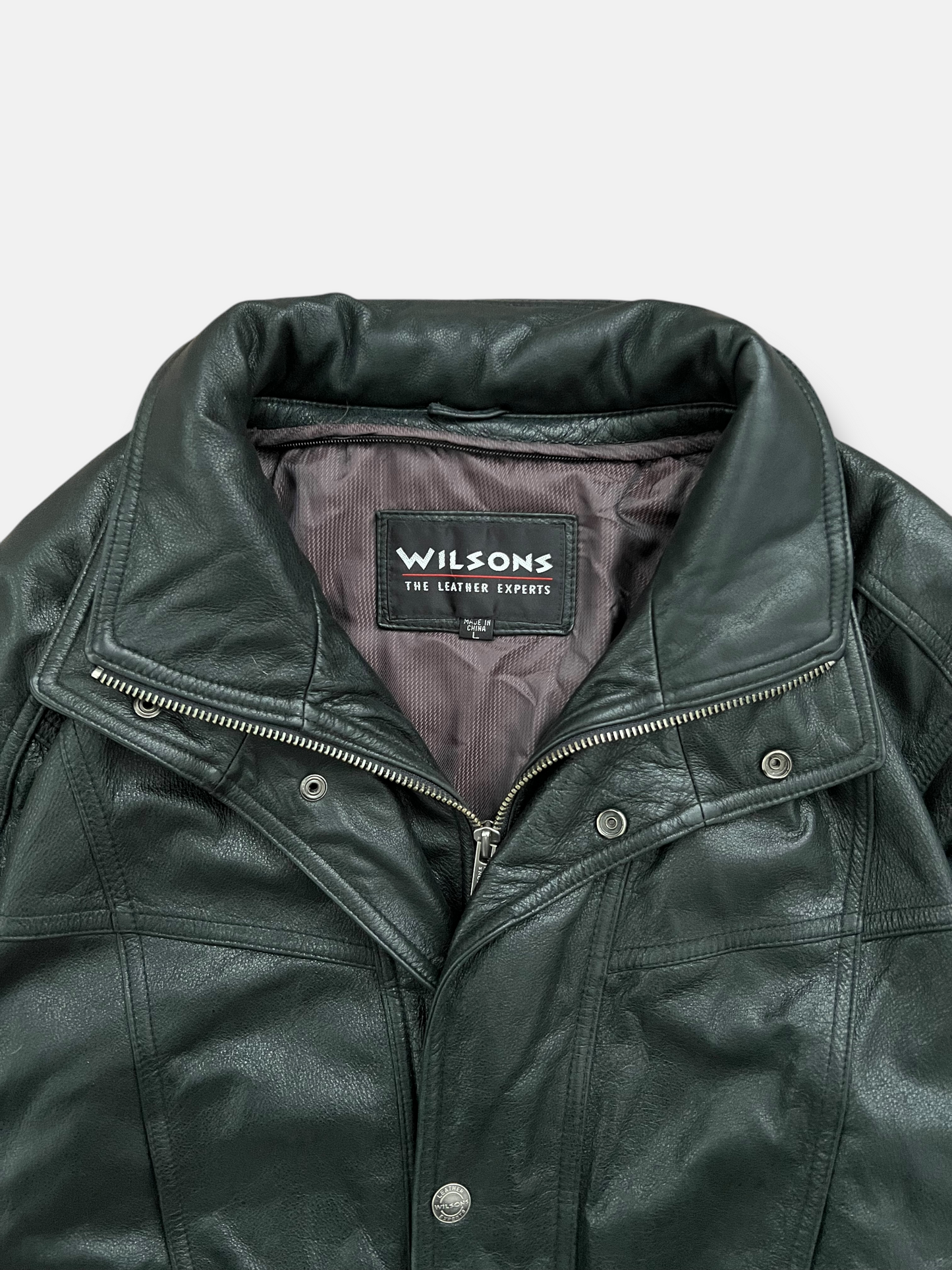 90s Wilson's Biker Bomber Leather Jacket (L)