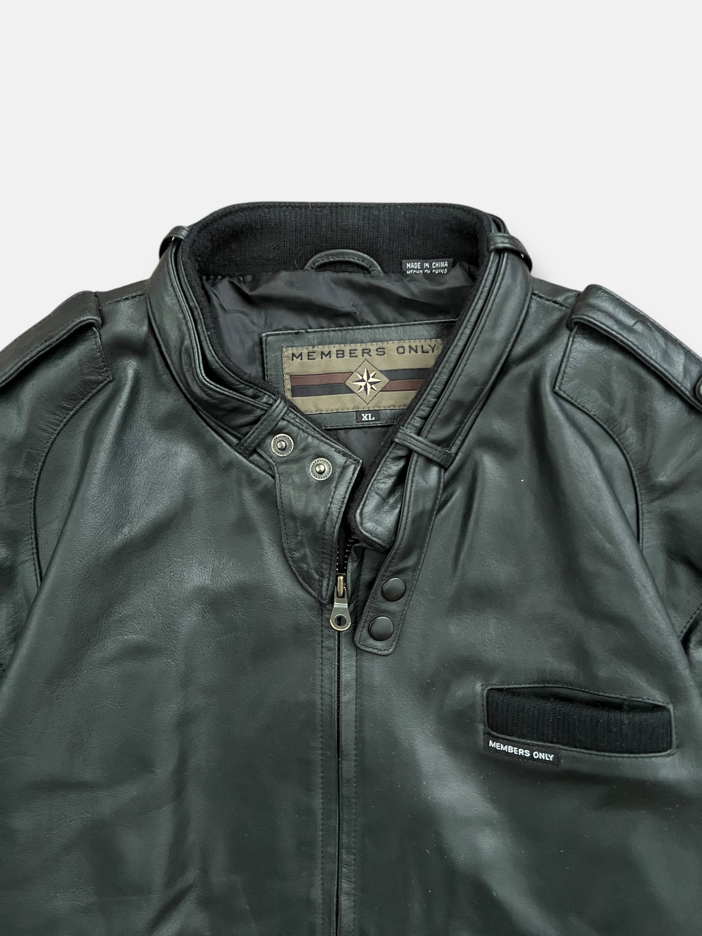 90s Members Only Bomber Leather Jacket (XL)