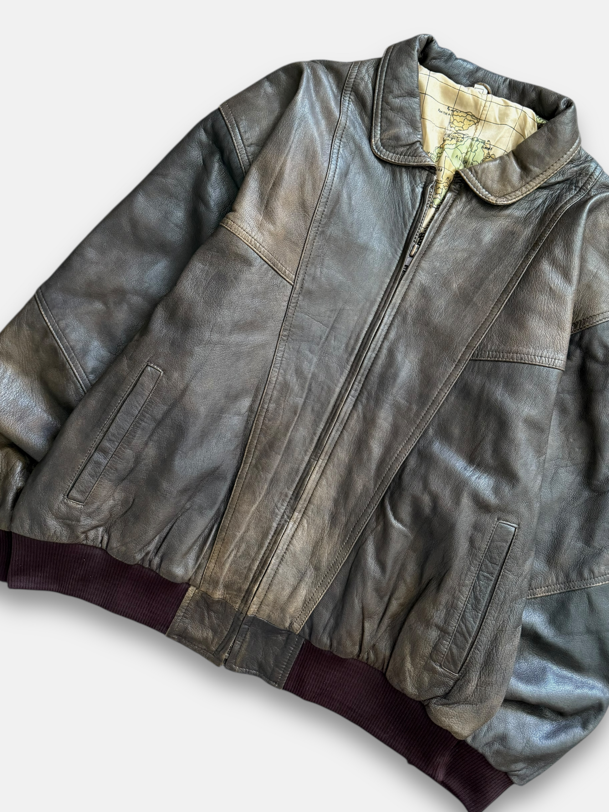 90s Leather Bomber Jacket (L)