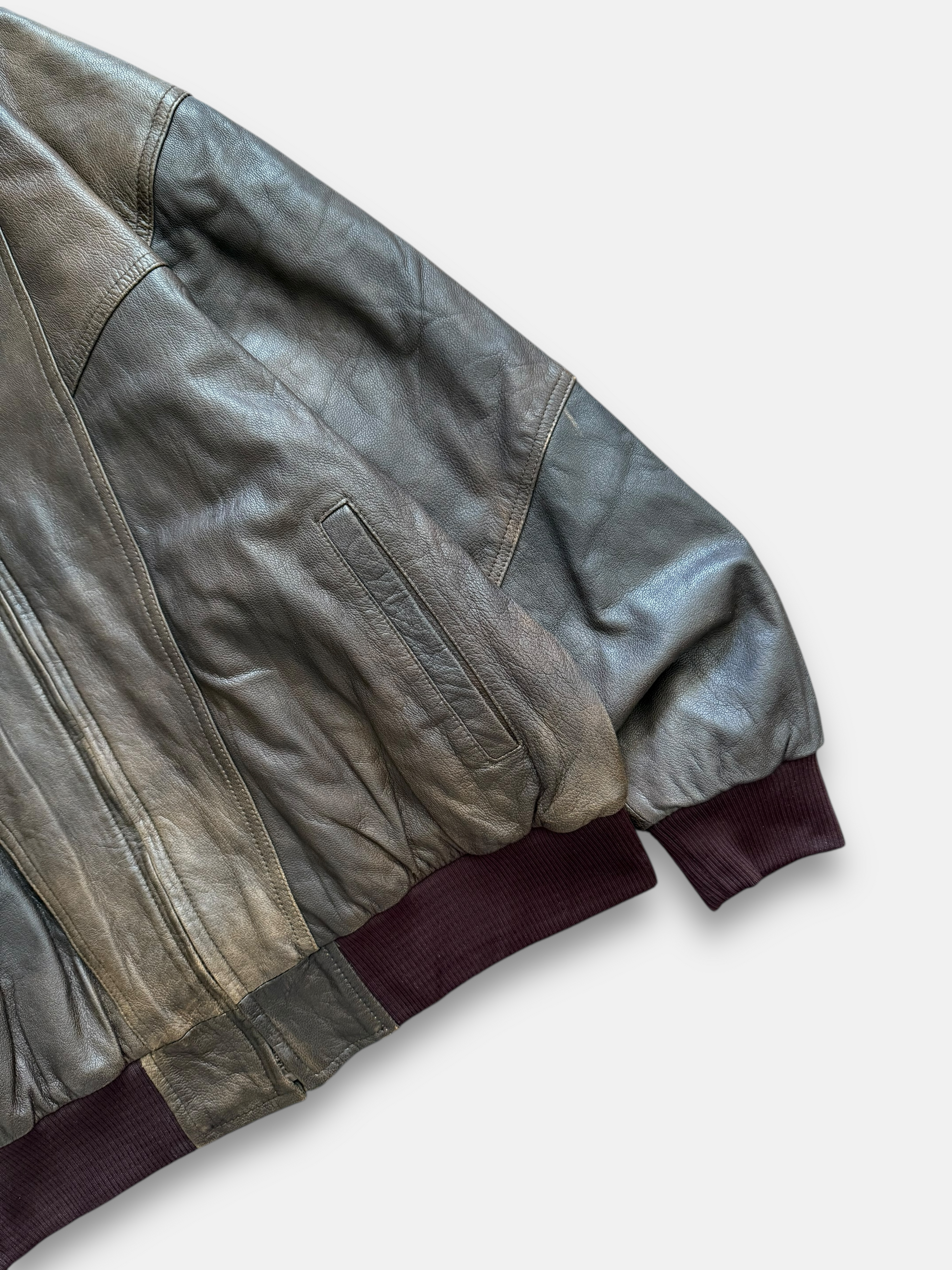 90s Leather Bomber Jacket (L)