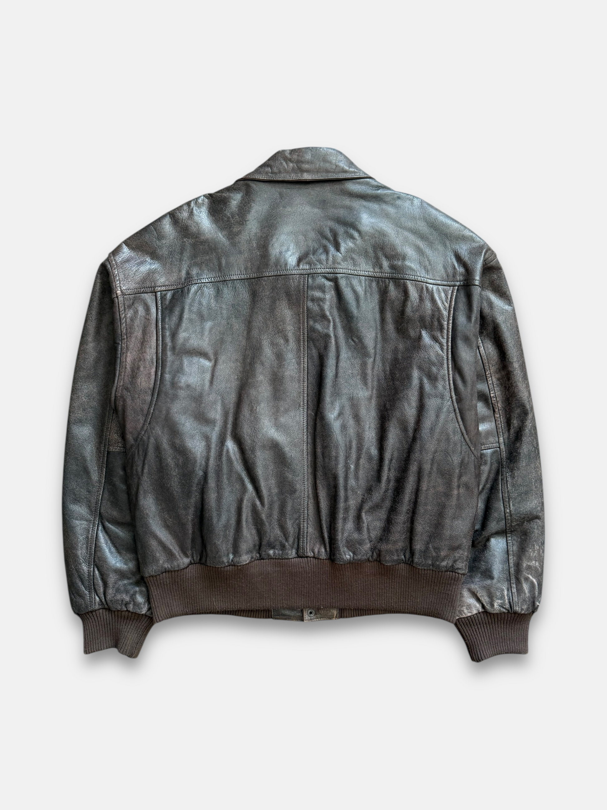 90s Adventure Bound Leather Bomber Jacket (L)