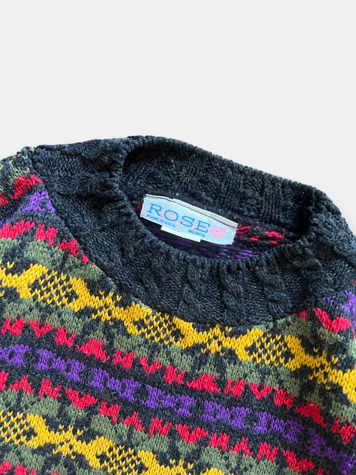 80s Rose Knit Sweater (M)