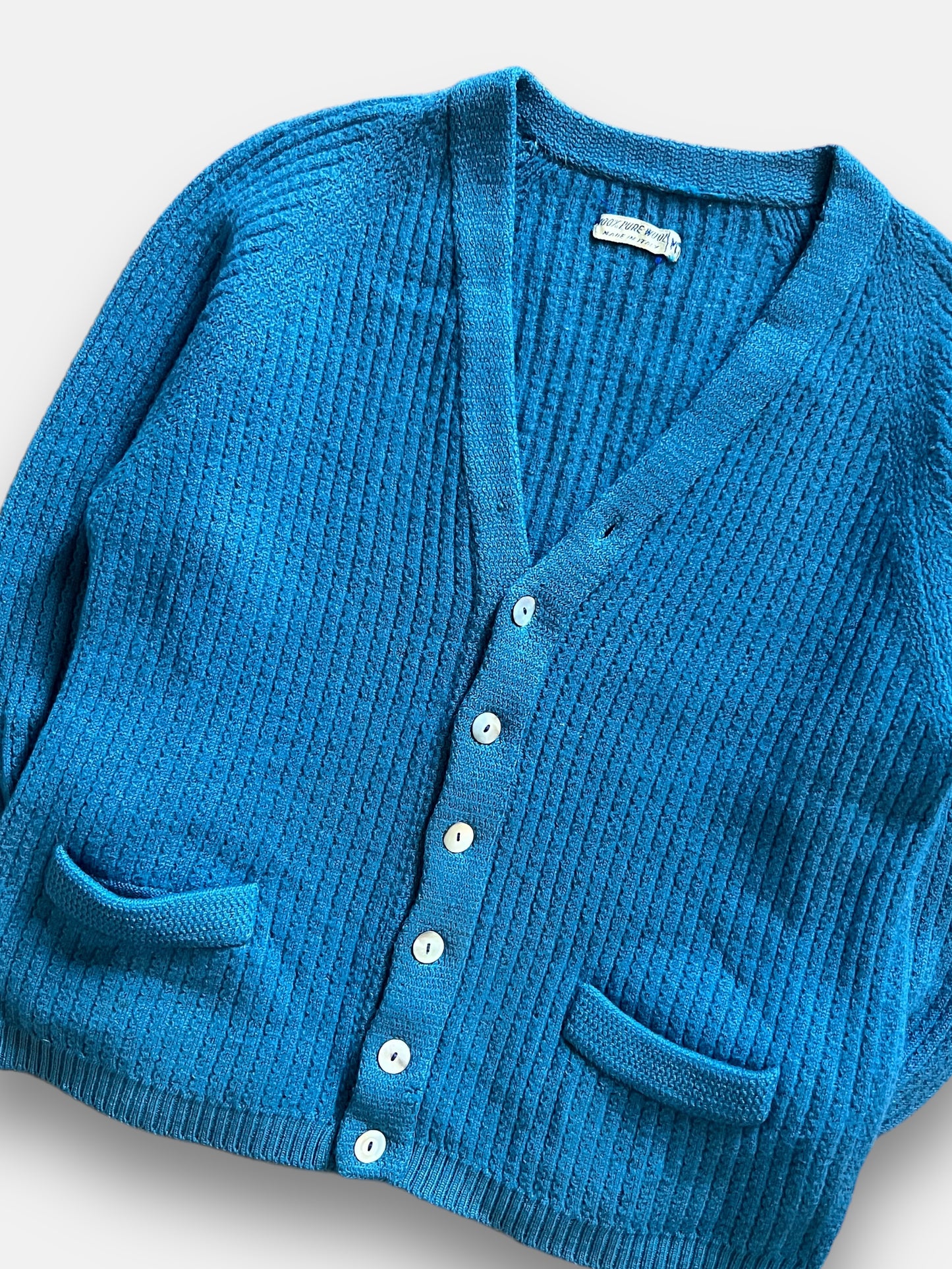 70s Pure Wool Cardigan (M)