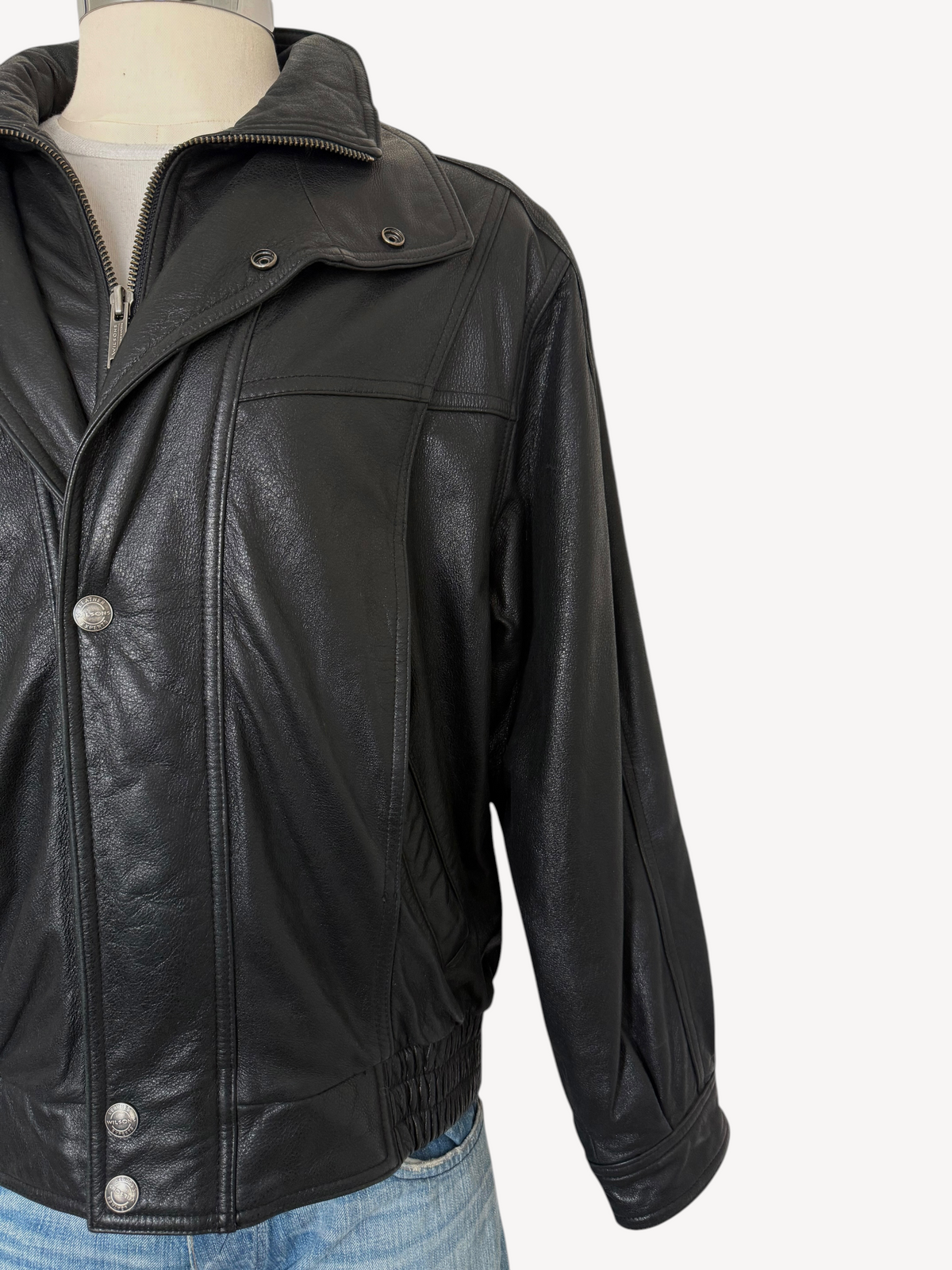 90s Wilson's Biker Bomber Leather Jacket (L)