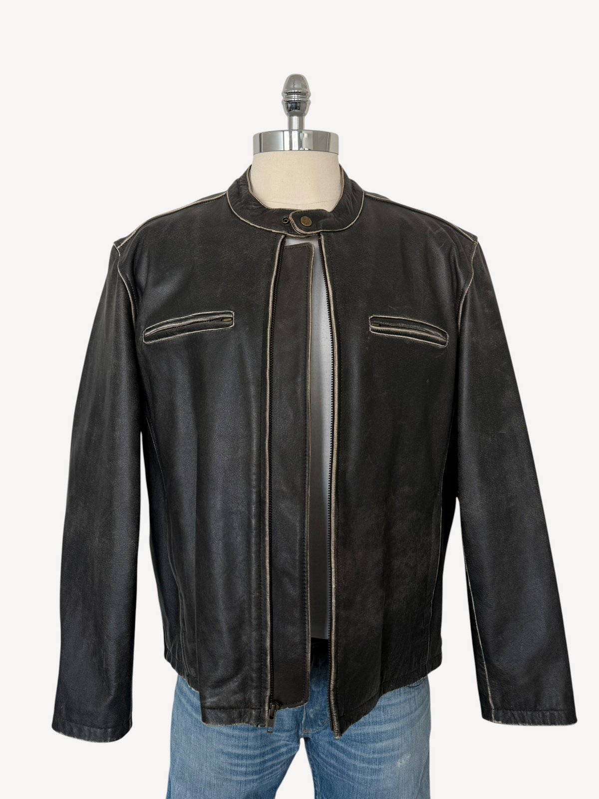 90s River Road Motorcycle Leather Jacket (XL)