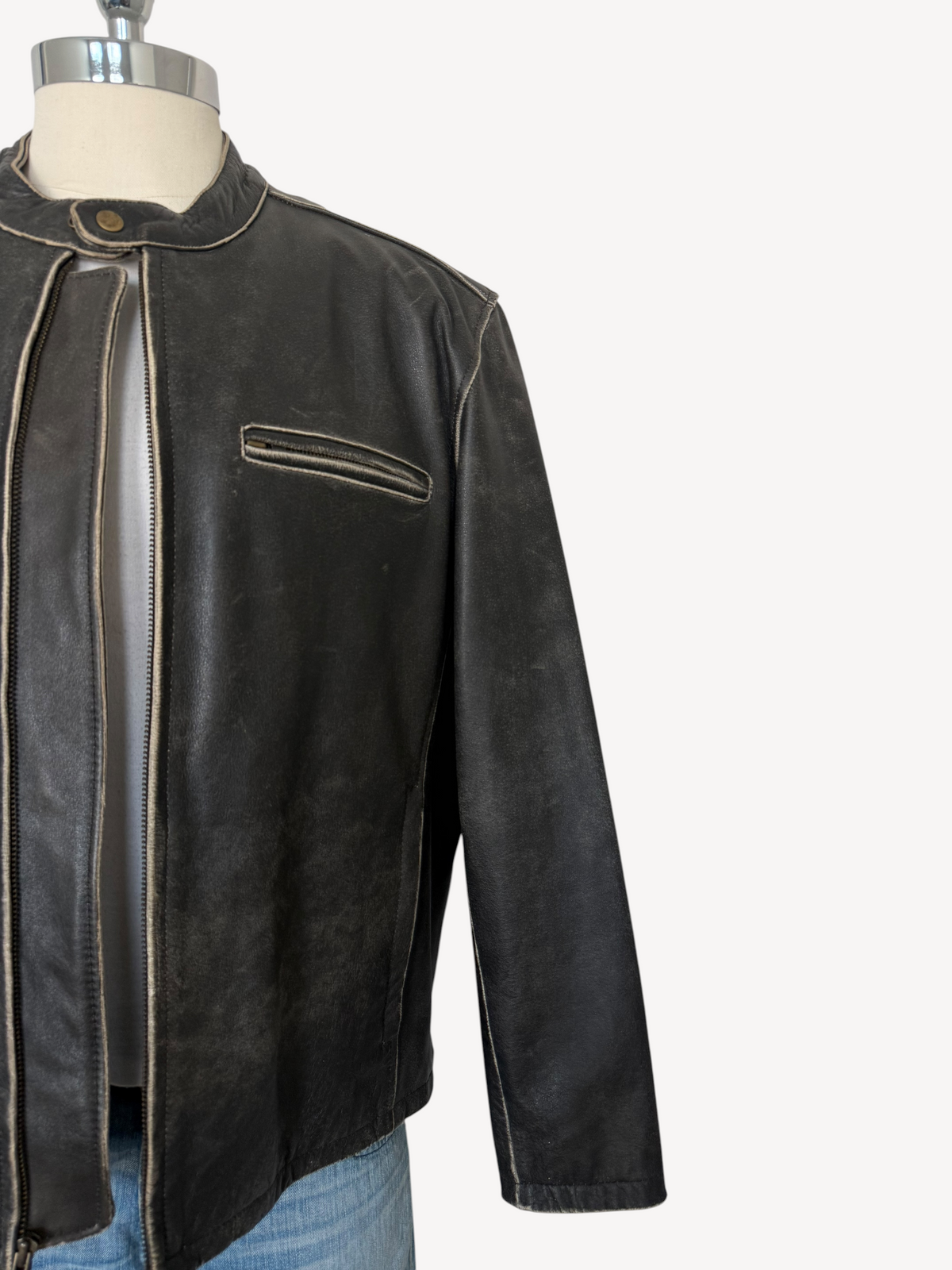 90s River Road Motorcycle Leather Jacket (XL)