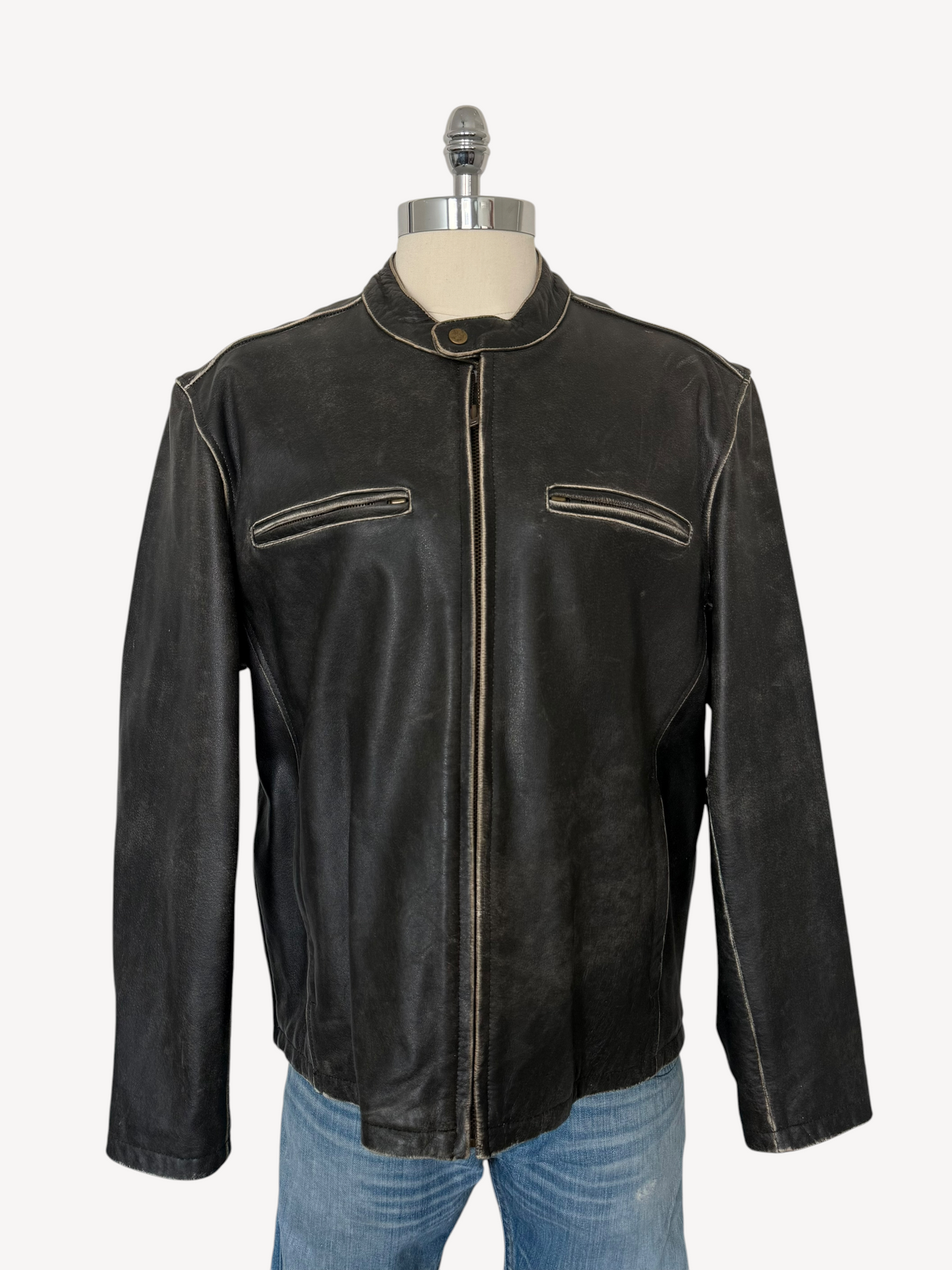90s River Road Motorcycle Leather Jacket (XL)