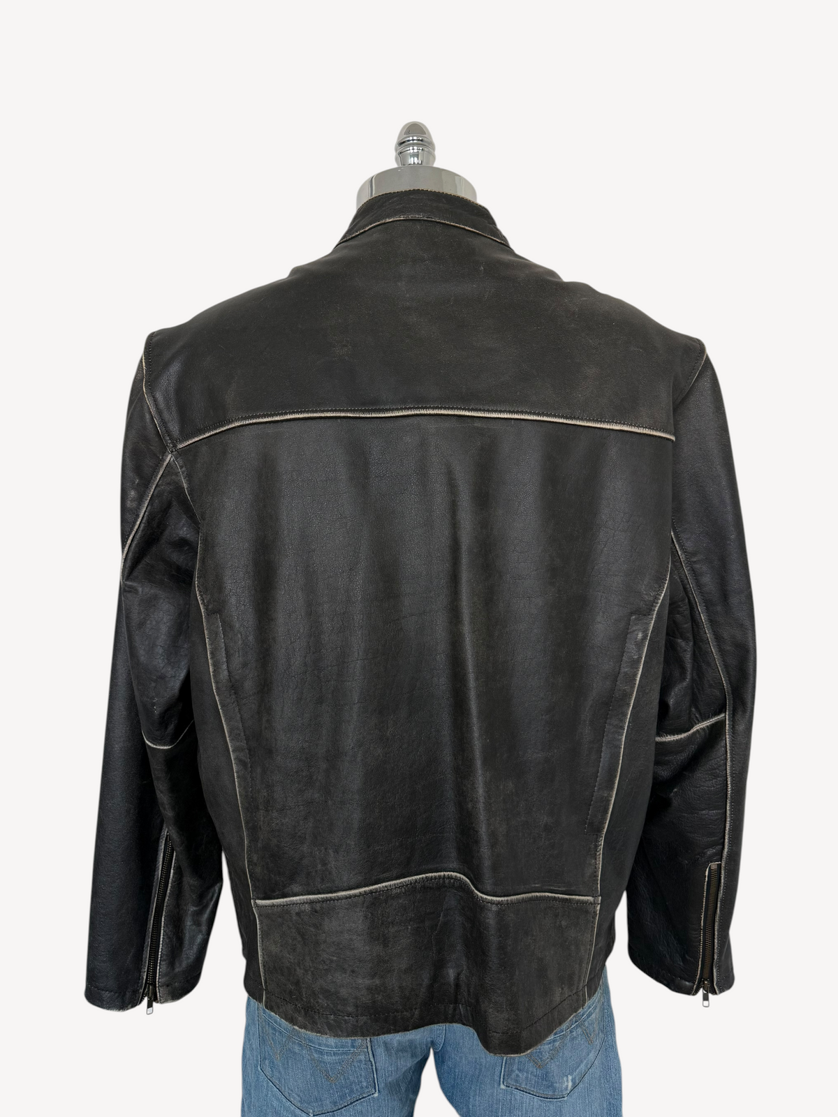 90s River Road Motorcycle Leather Jacket (XL)