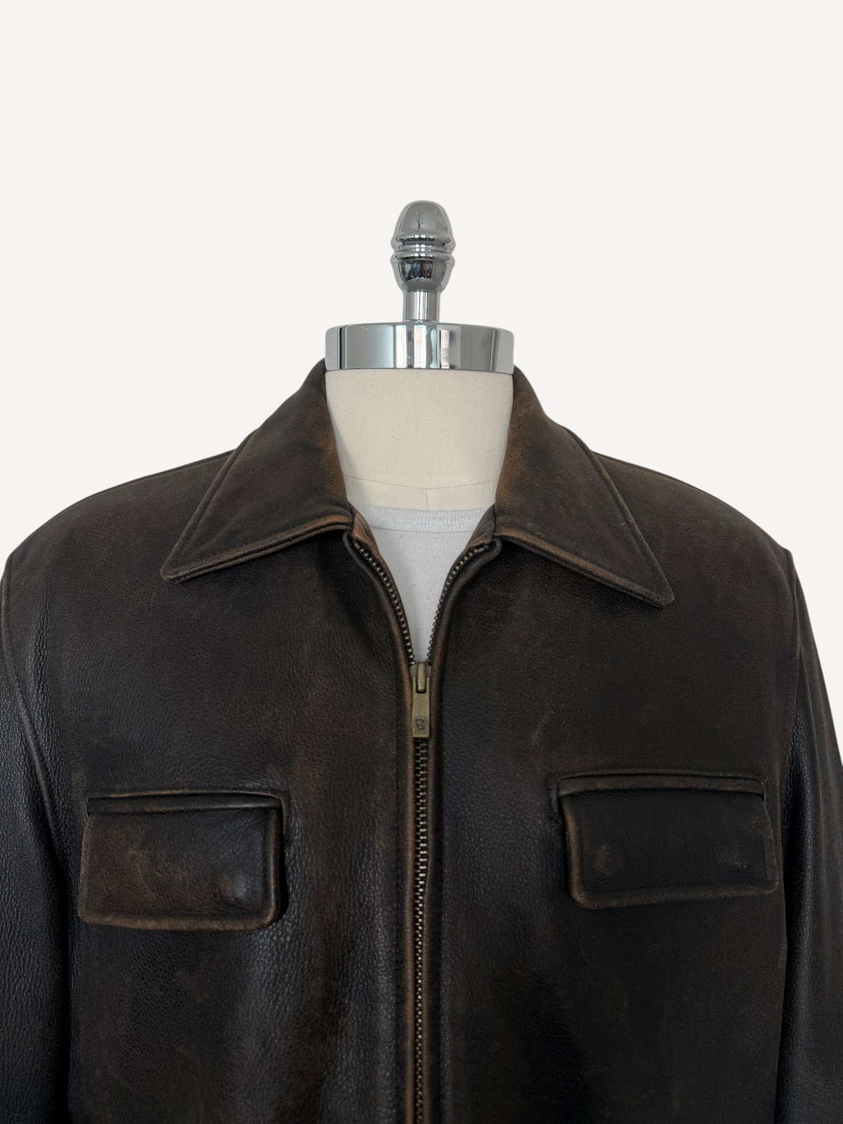 90s Guess Company Brown Leather Jacket (XL)