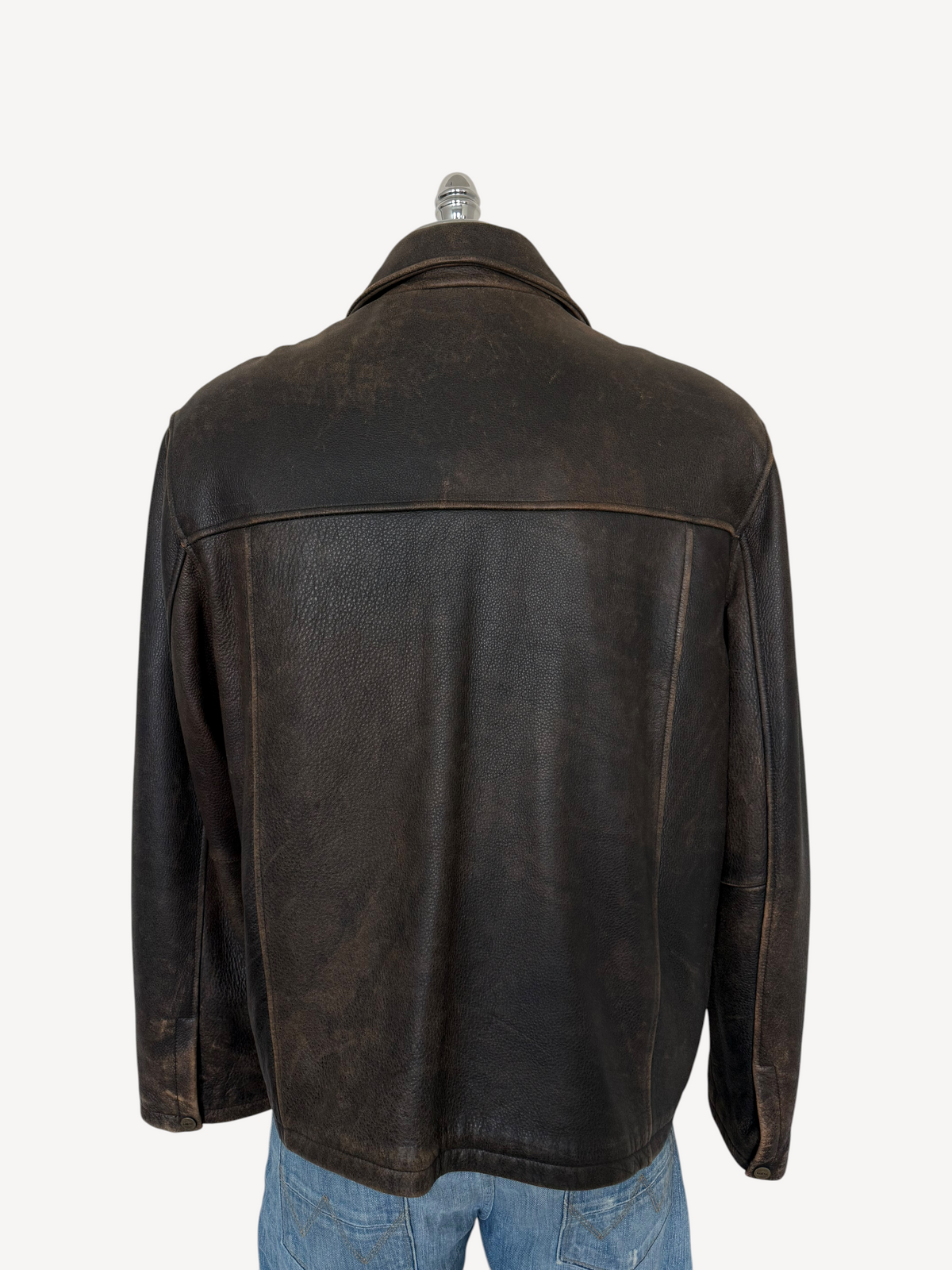 90s Guess Company Brown Leather Jacket (XL)