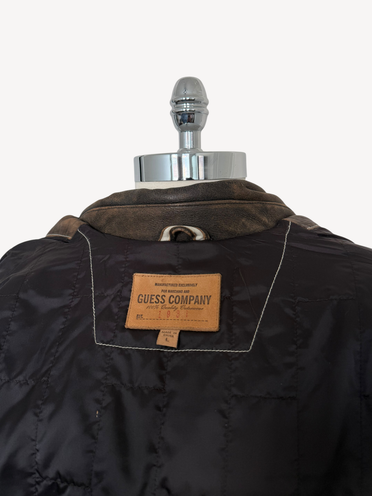 90s Guess Company Brown Leather Jacket (XL)