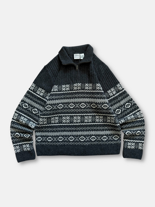 90s Field Gear Quarter-Zip Wool Sweater (L)